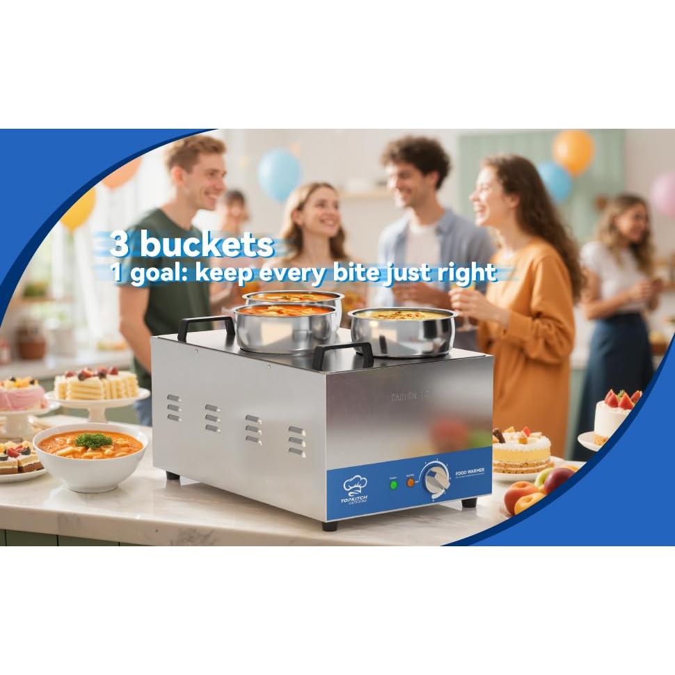 Calentador de Sopa Eléctrico TOPKITCH 12L 3 Cubos 30-85°C