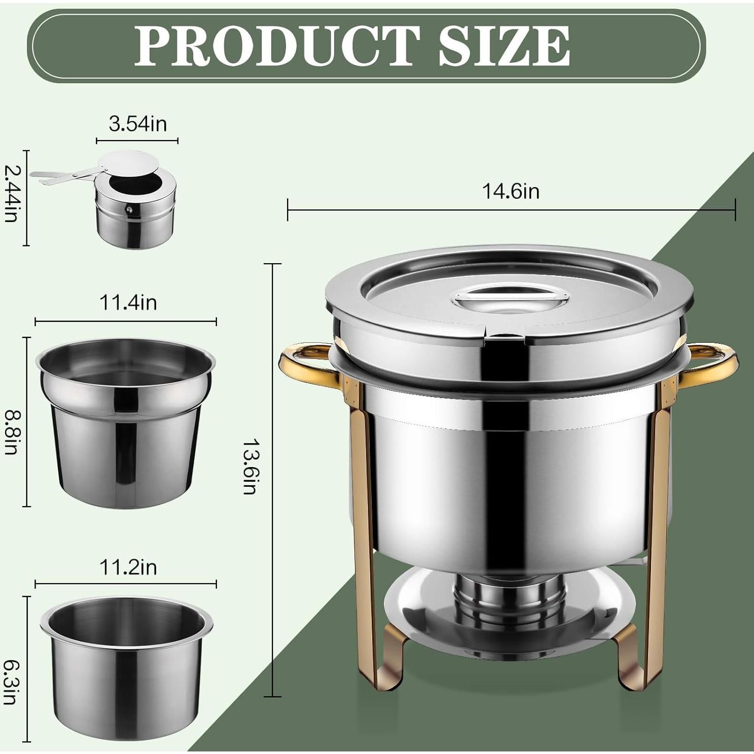 Paquete de 4 Chafer de Sopa 11 QT Acero Inoxidable Reallnaive