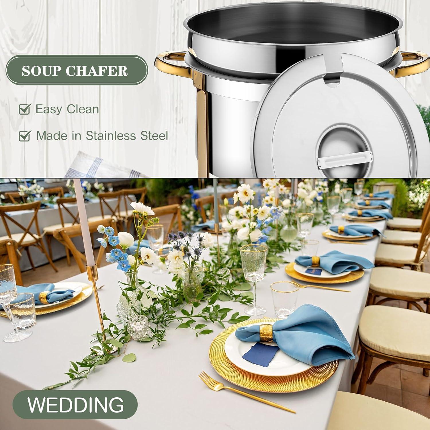 Paquete de 4 Chafer de Sopa 11 QT Acero Inoxidable Reallnaive