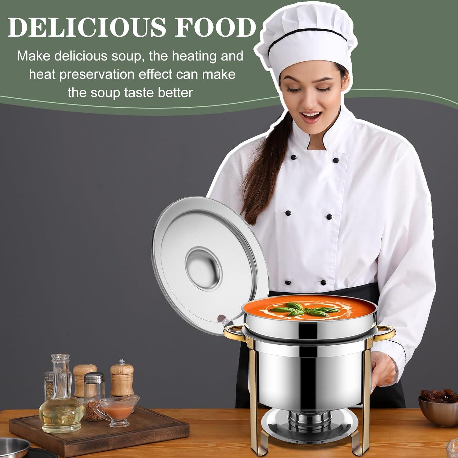 Paquete de 4 Chafer de Sopa 11 QT Acero Inoxidable Reallnaive