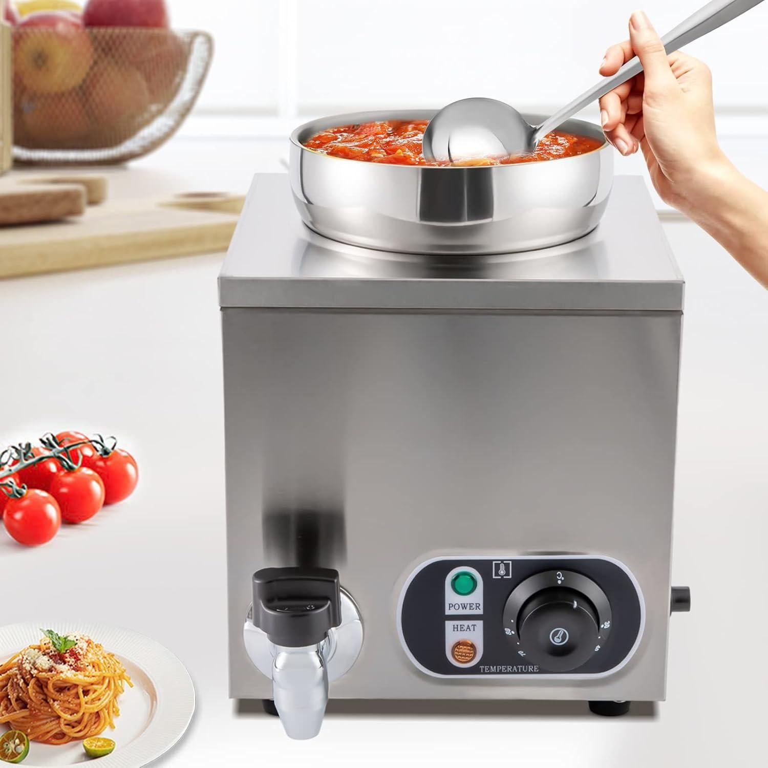 Calentador de sopa comercial Aongslank 300W 4L acero inoxidable