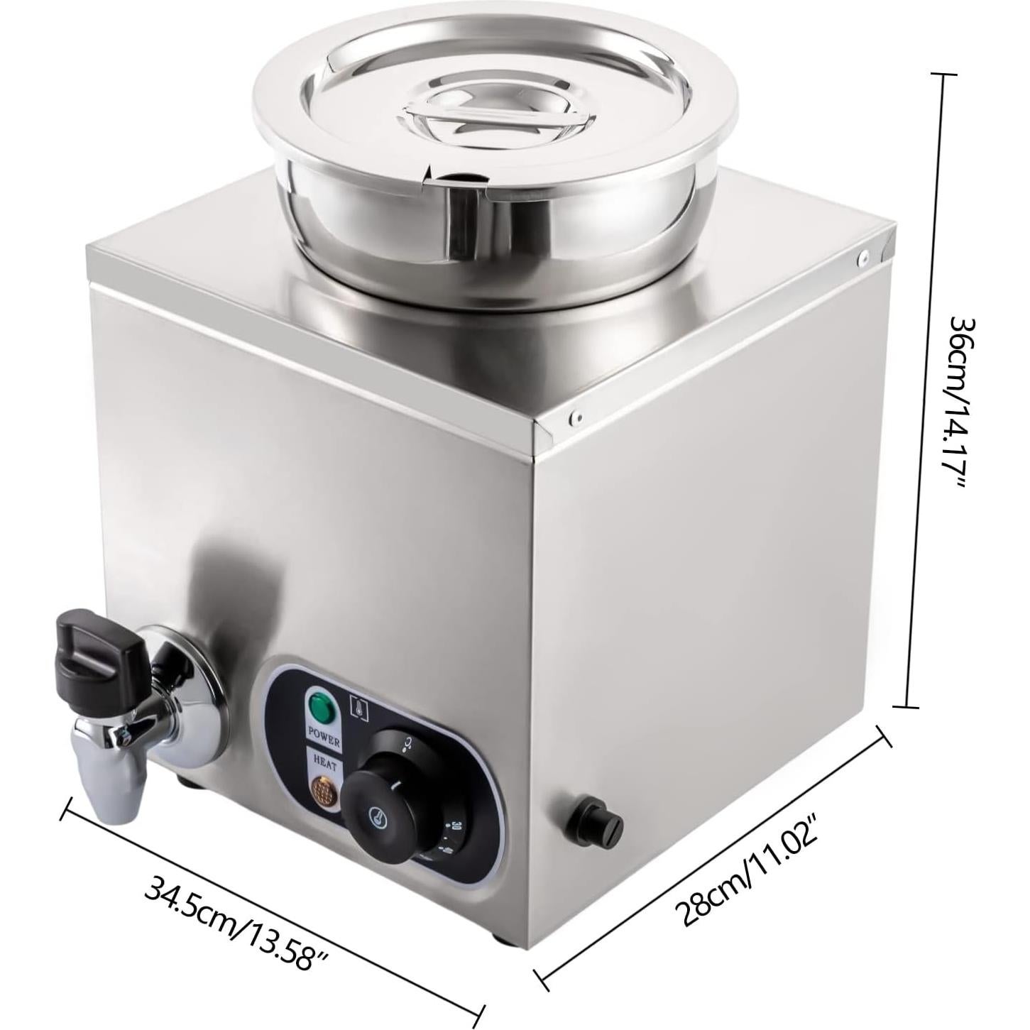 Calentador de sopa comercial Aongslank 300W 4L acero inoxidable