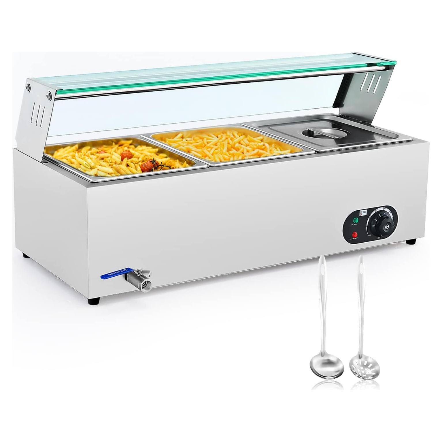 Calentador de Comida Eléctrico Wilprep 3 Bandejas 1200W Bain Marie