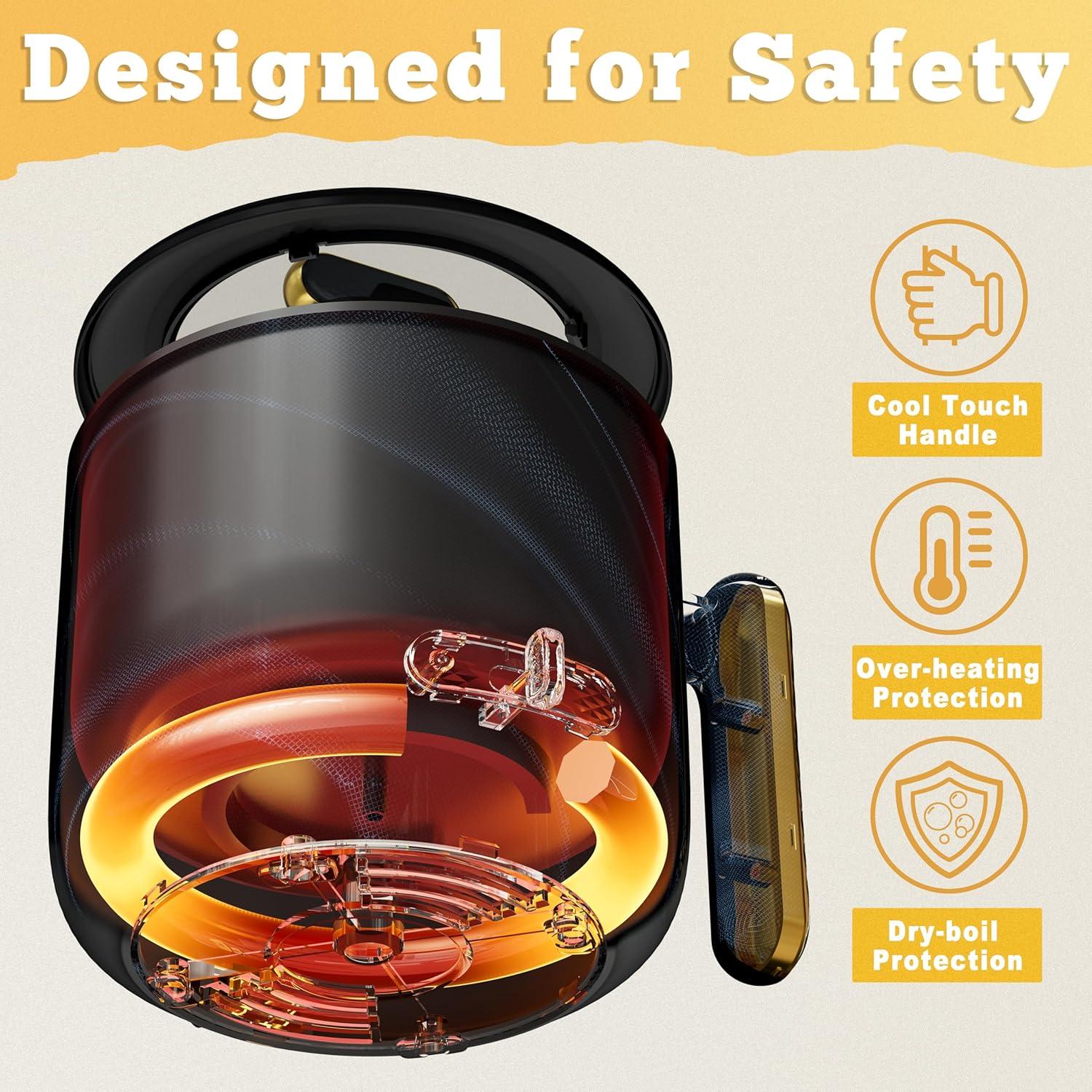 Topwit Hot Pot Electric with Steamer, 1.8L Ramen Cooker, Portable Electric Pot for Cooking, Multifunctional Cooker for Steak, Egg, Soup, Noodle with Power Adjustment, Dorm Room Essential, Black