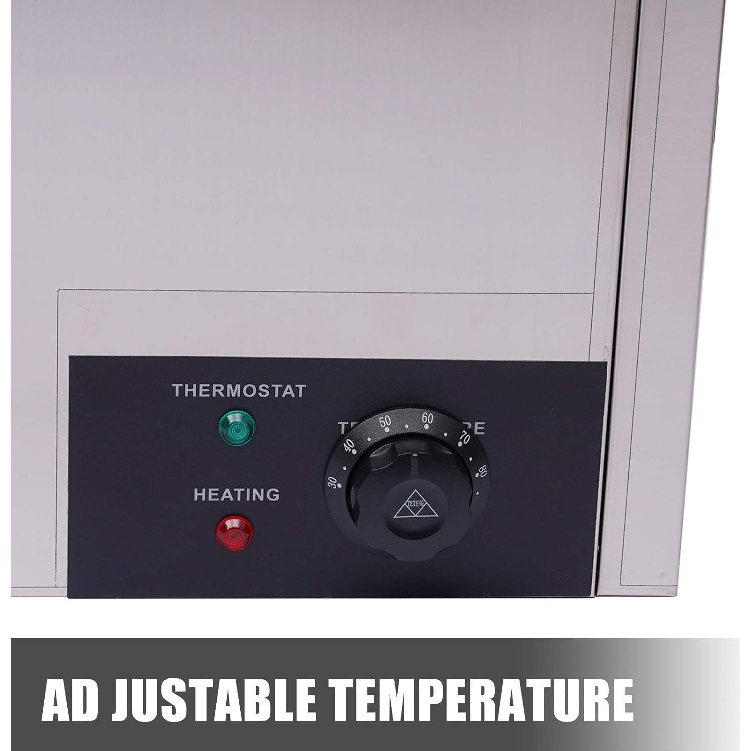 Calentador de Comida Bain Marie 6 Panes Acero Inoxidable 850W