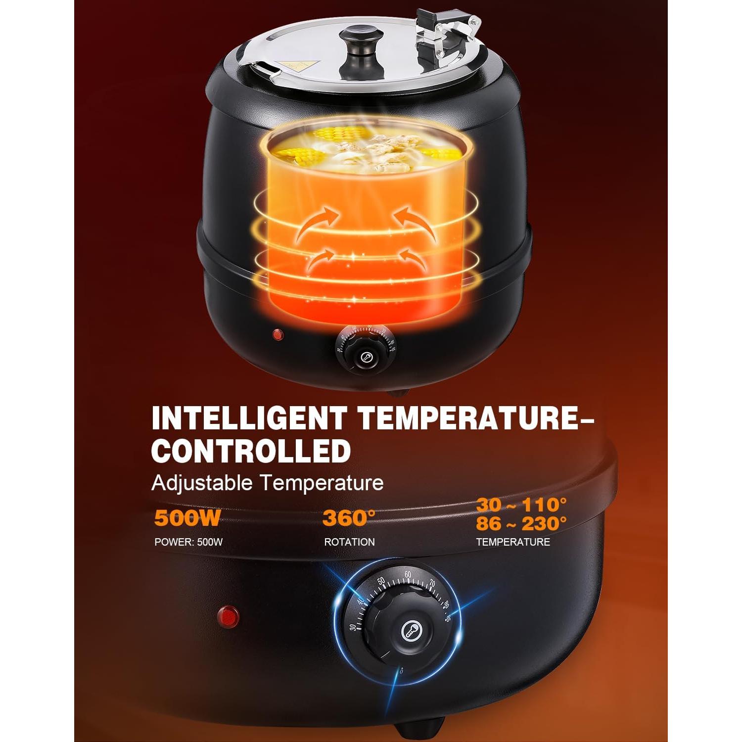 Calentador de sopa eléctrico JIVGDN 500W 40.2L acero inoxidable
