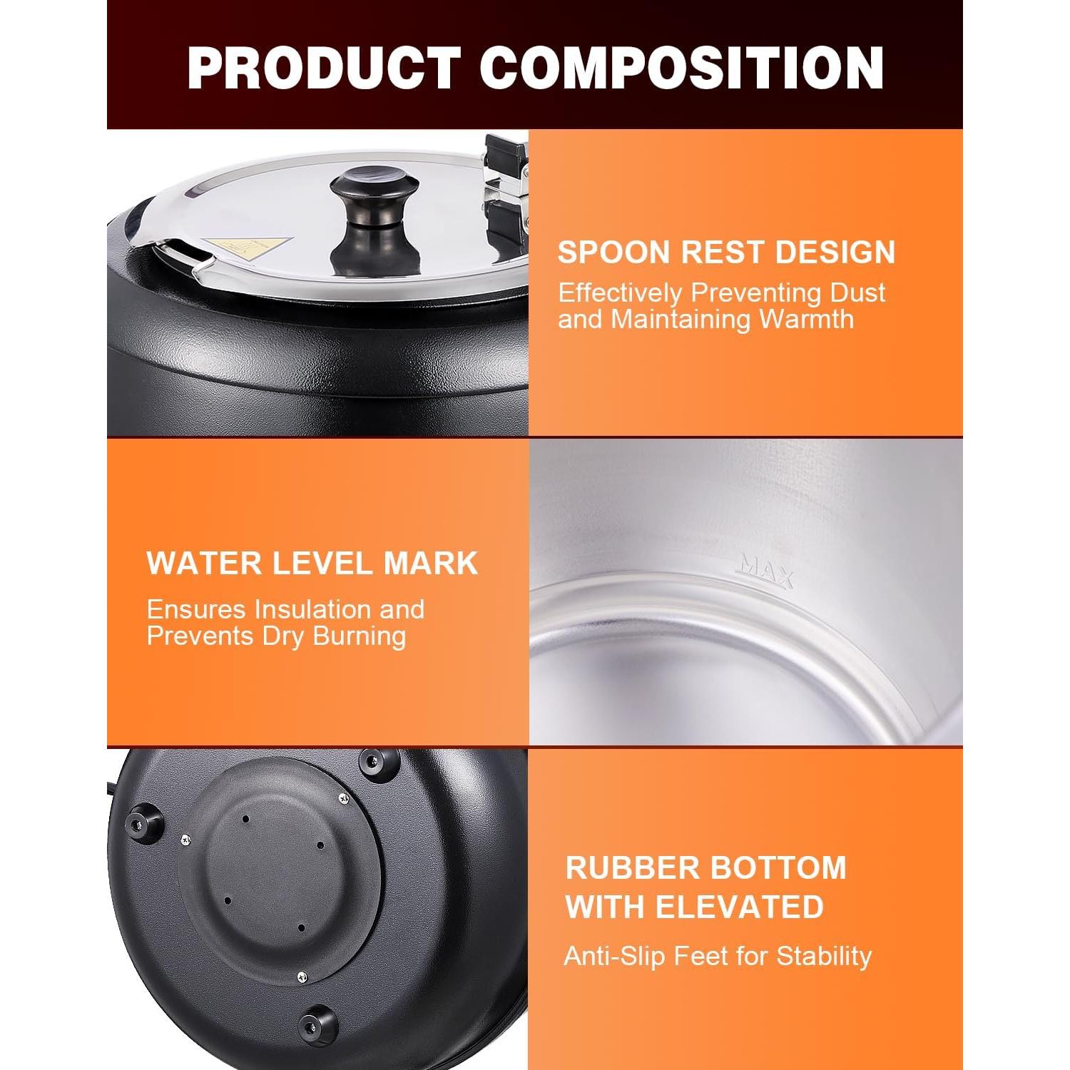 Calentador de sopa eléctrico JIVGDN 500W 40.2L acero inoxidable