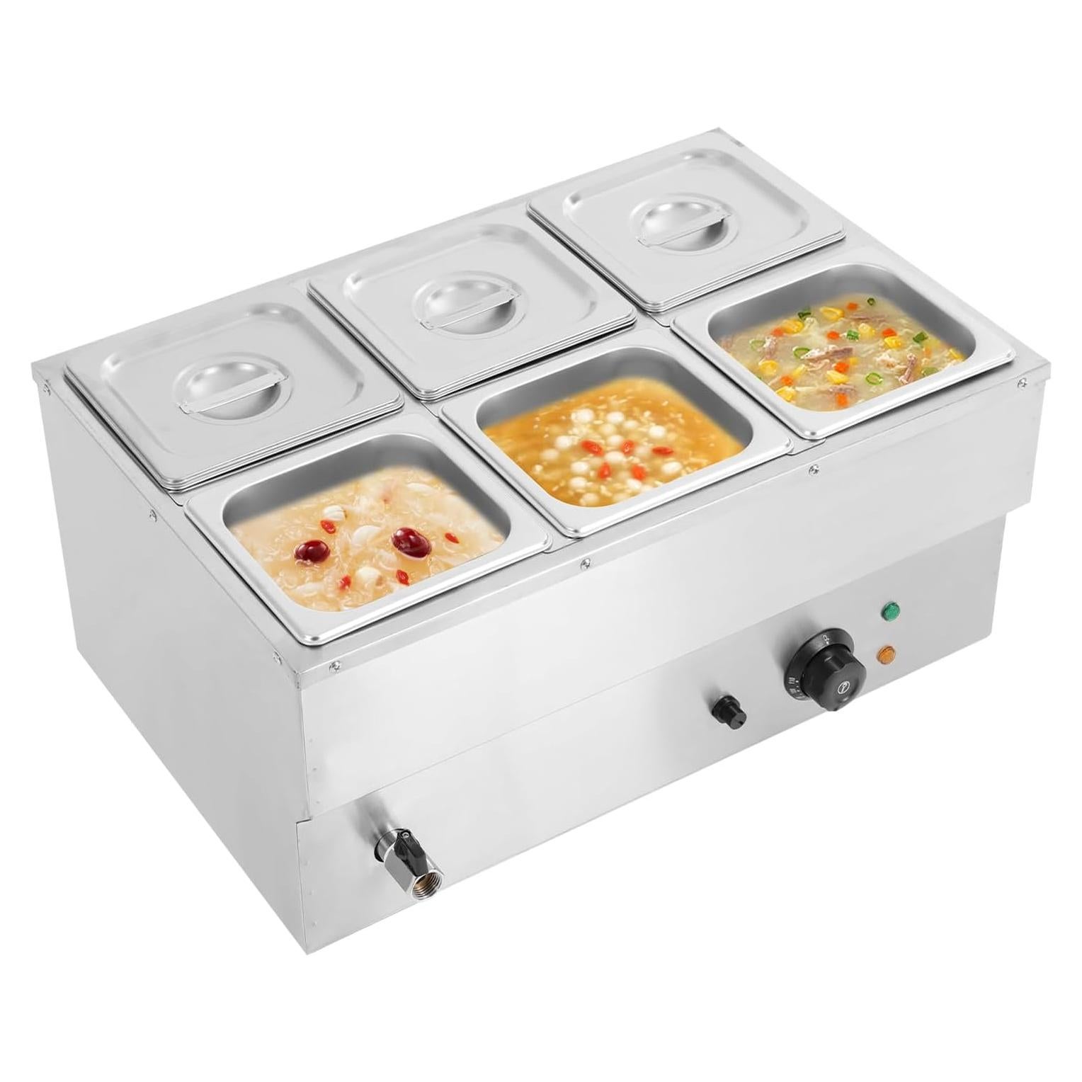 Calentador de Comida Eléctrico AGULIUM 1500W 6 Sartenes 2.2L