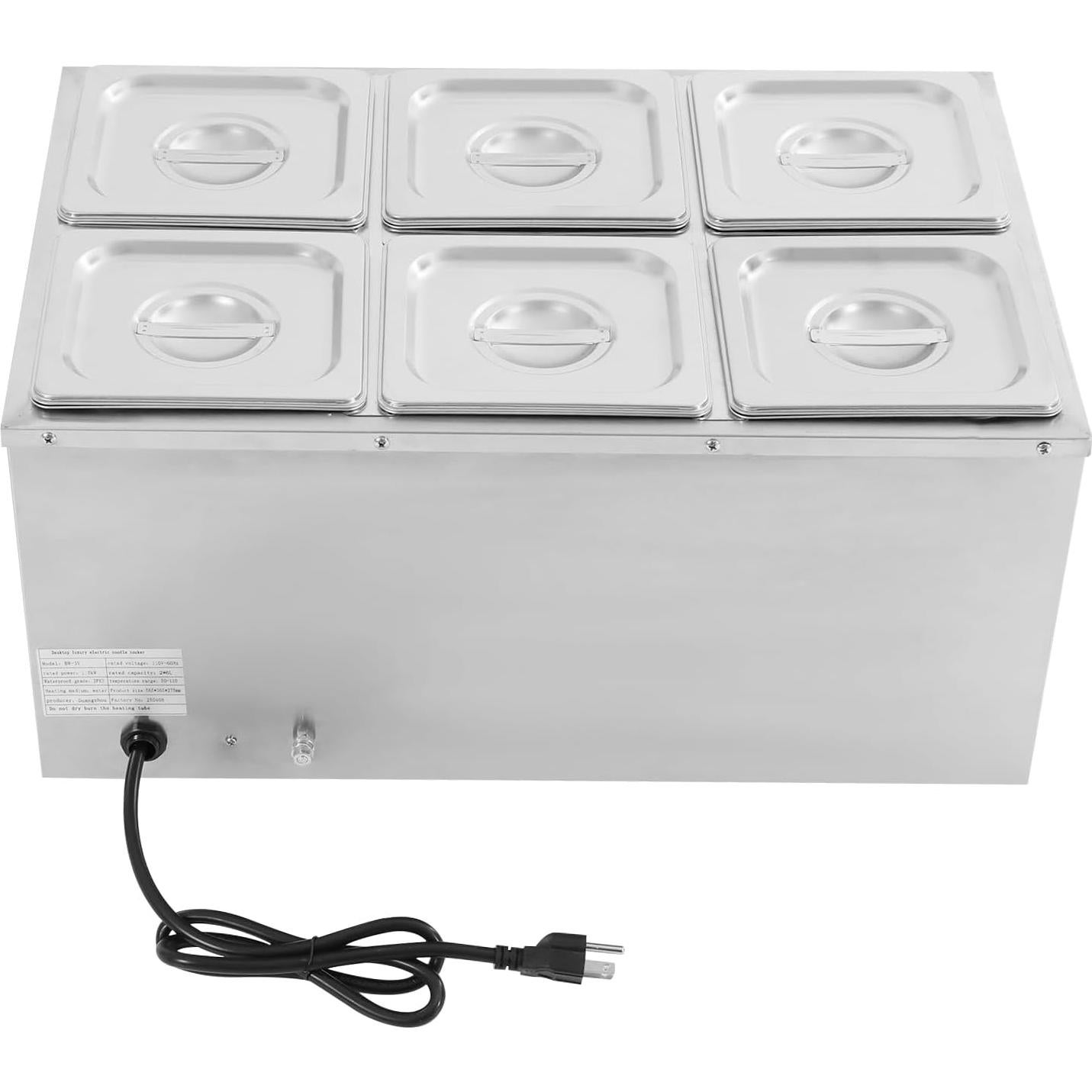 Calentador de Comida Eléctrico AGULIUM 1500W 6 Sartenes 2.2L