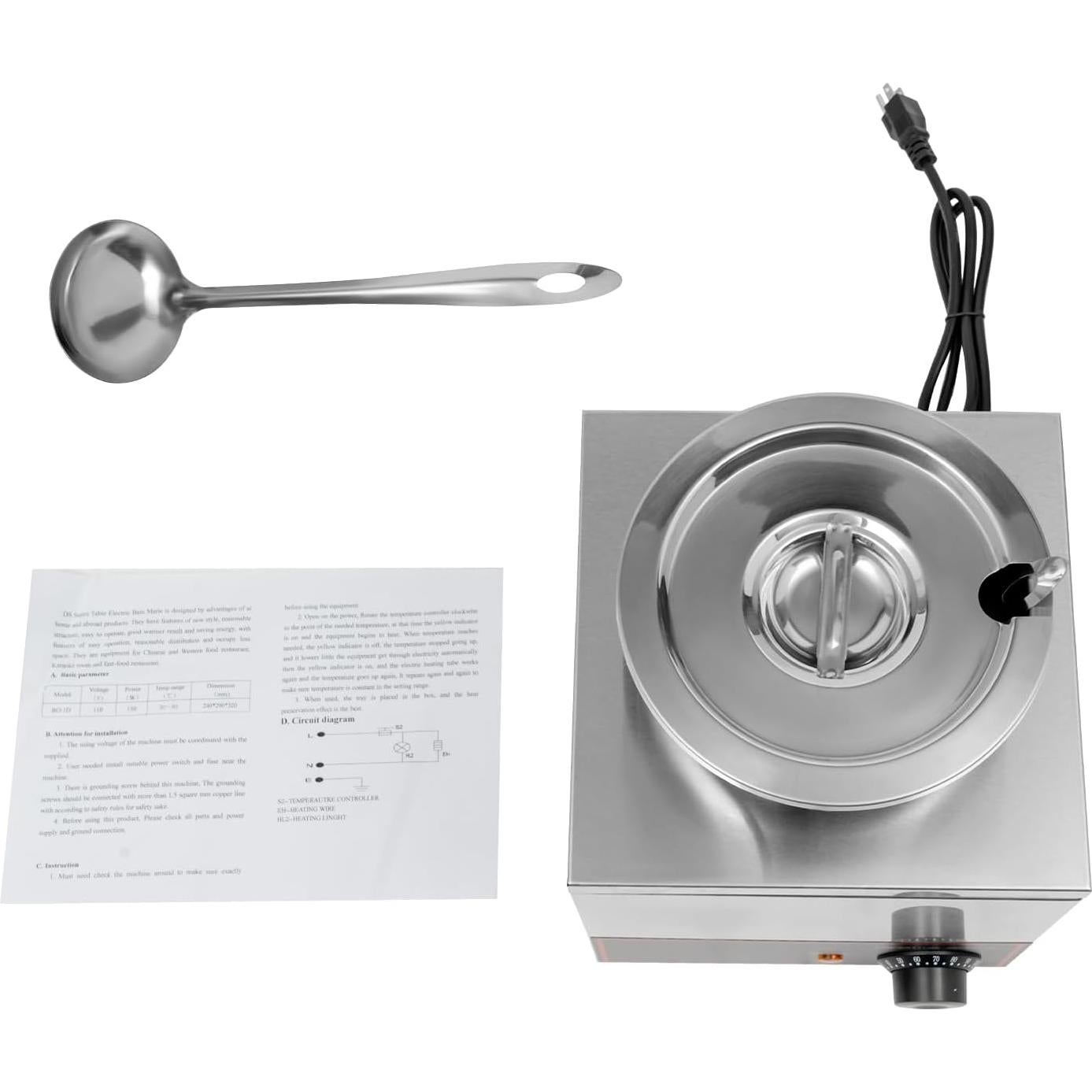 Calentador de Sopa Eléctrico Betteri 4.23QT 150W Acero Inoxidable