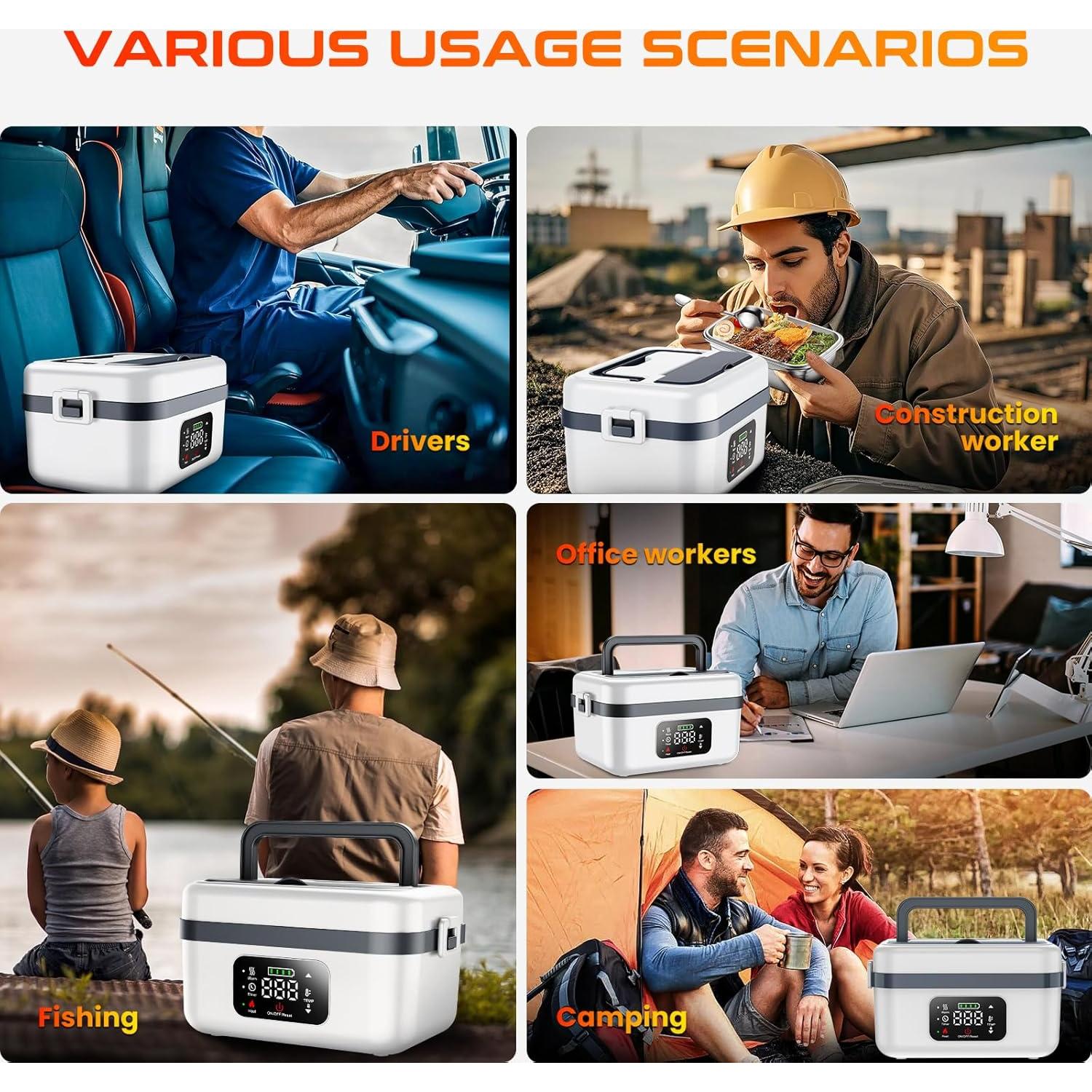 Caja de Almuerzo Eléctrica Downoop 1L Recargable Blanca