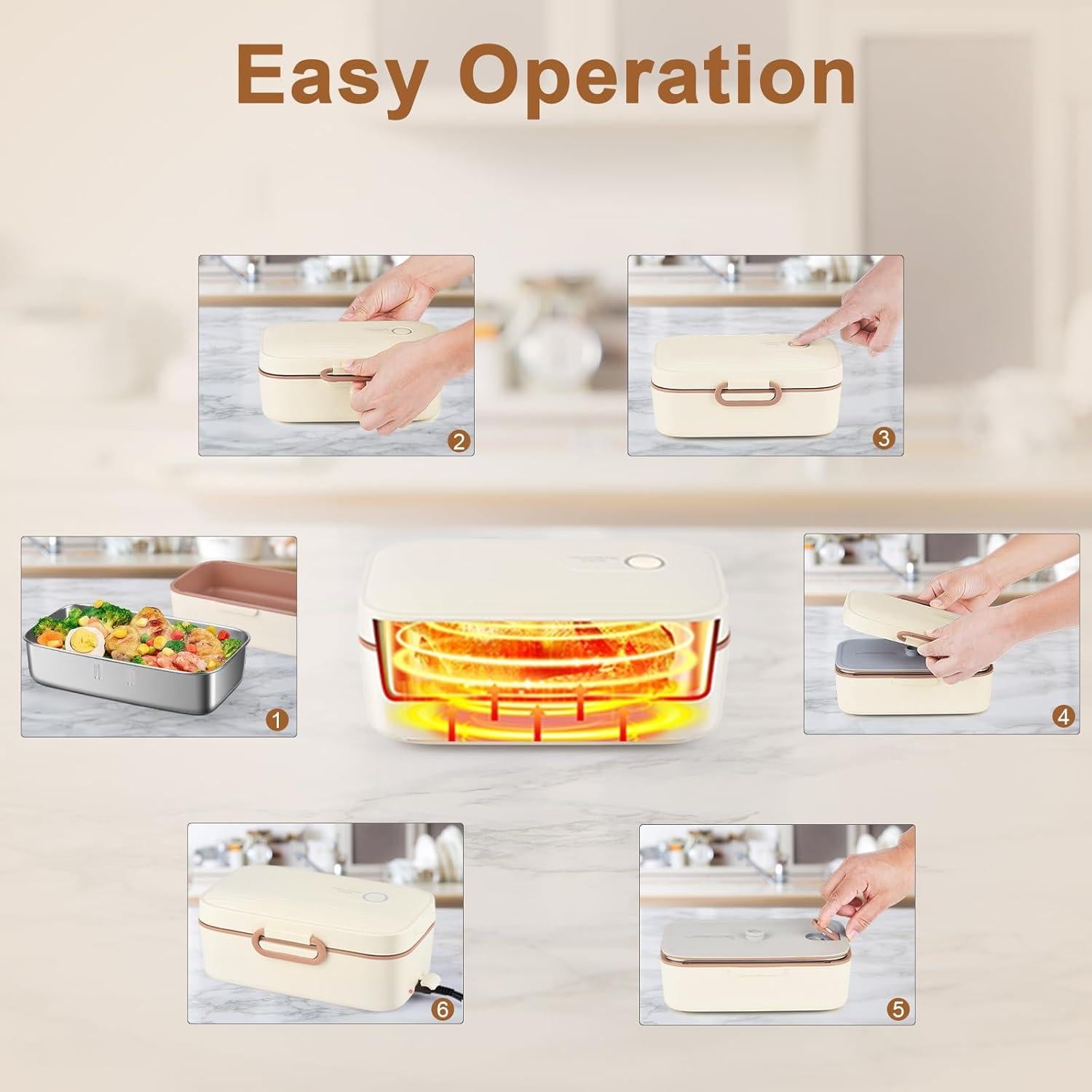 Caja de Almuerzo Eléctrica GAOCO 1L Calentador Portátil