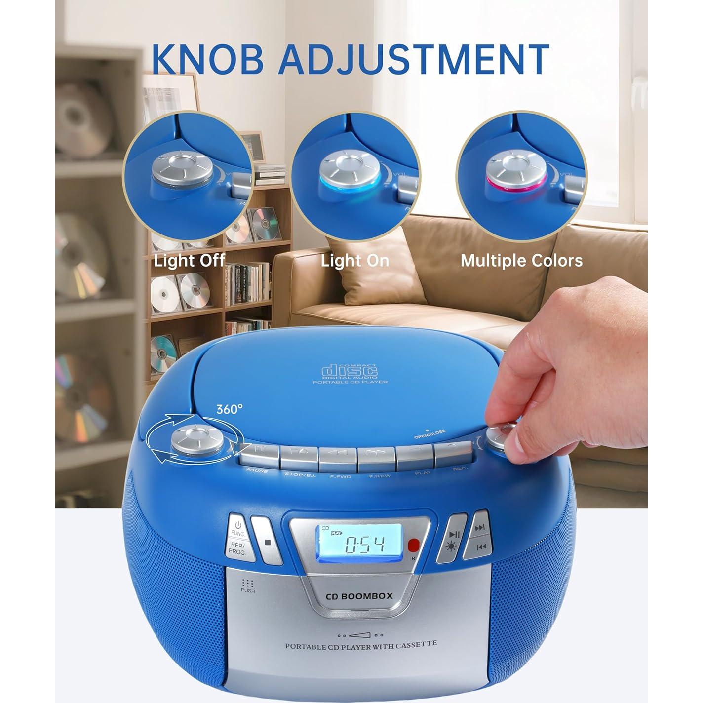 Reproductor de CD Boombox SFOOEOJ con Bluetooth y Casete