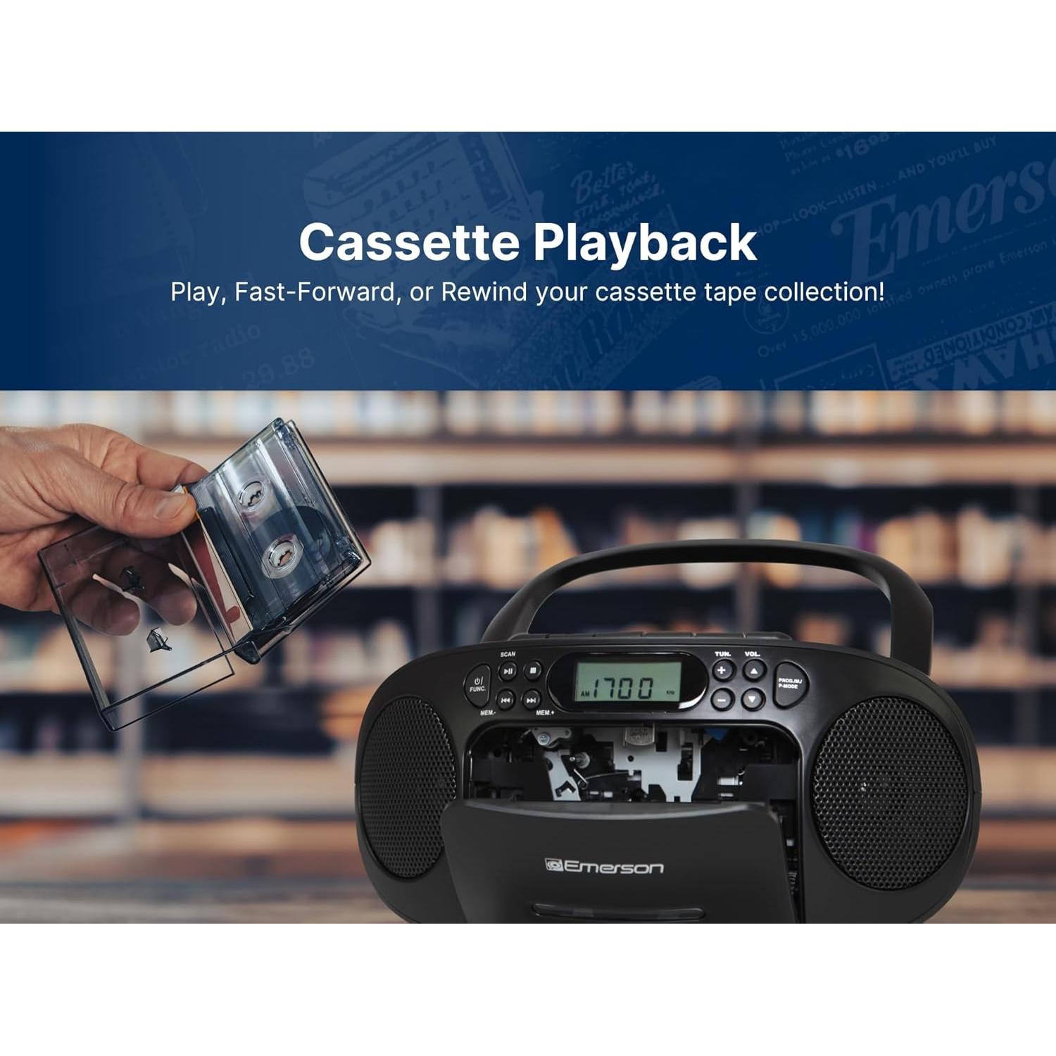 Reproductor de CD y Casete Portátil Emerson EPB-3003 Blanco