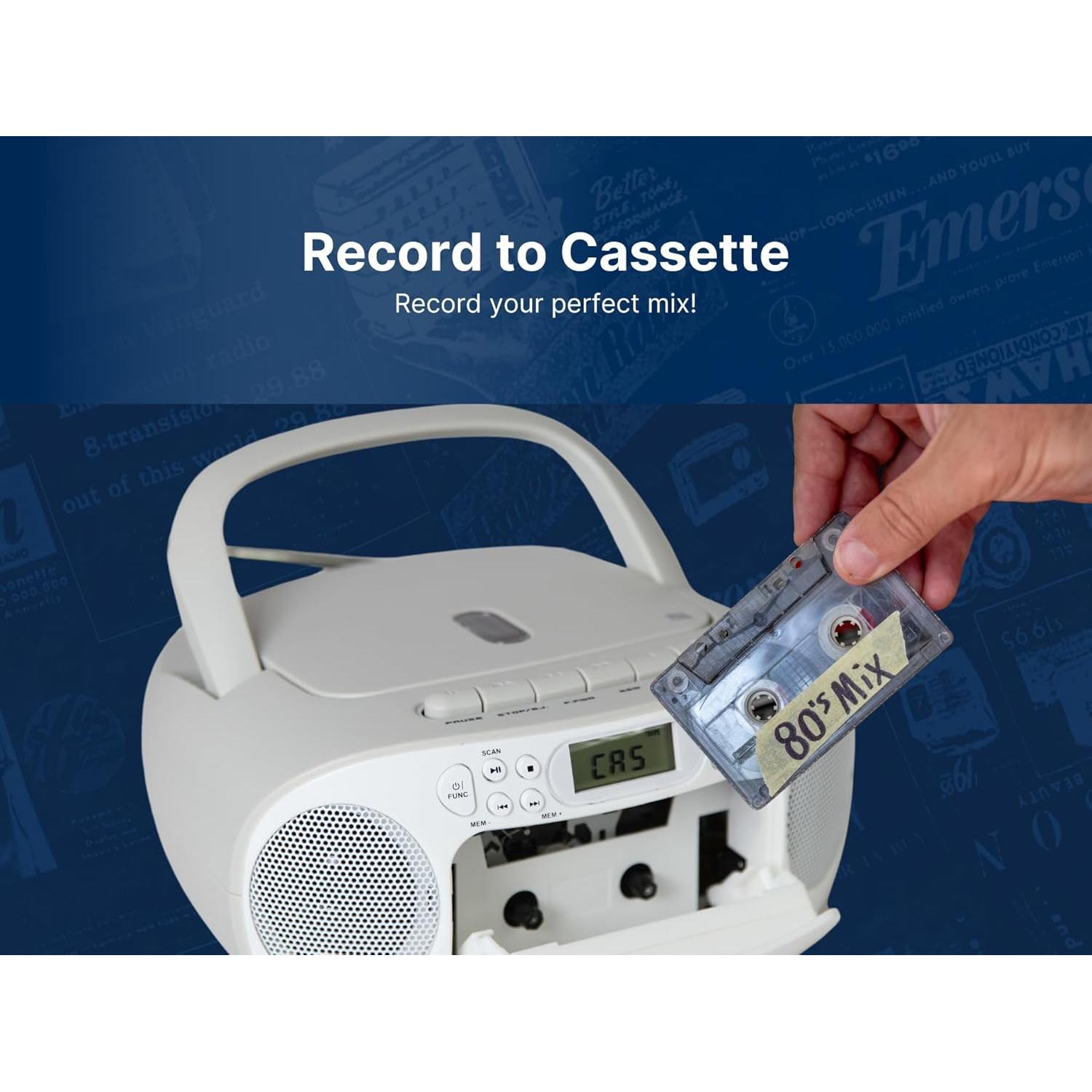 Reproductor de CD y Casete Portátil Emerson EPB-3003 Blanco