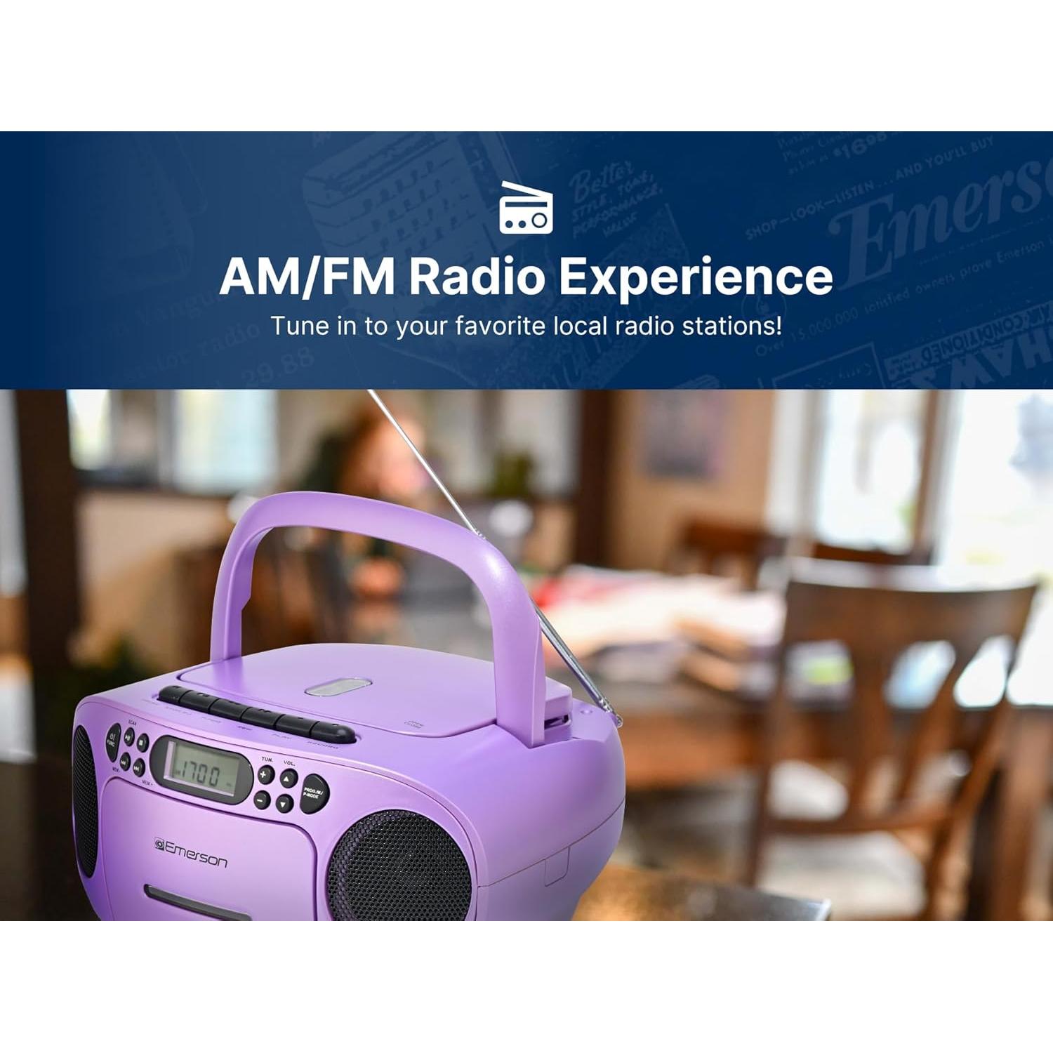 Reproductor de CD y Casete Portátil Emerson EPB-3003 Blanco