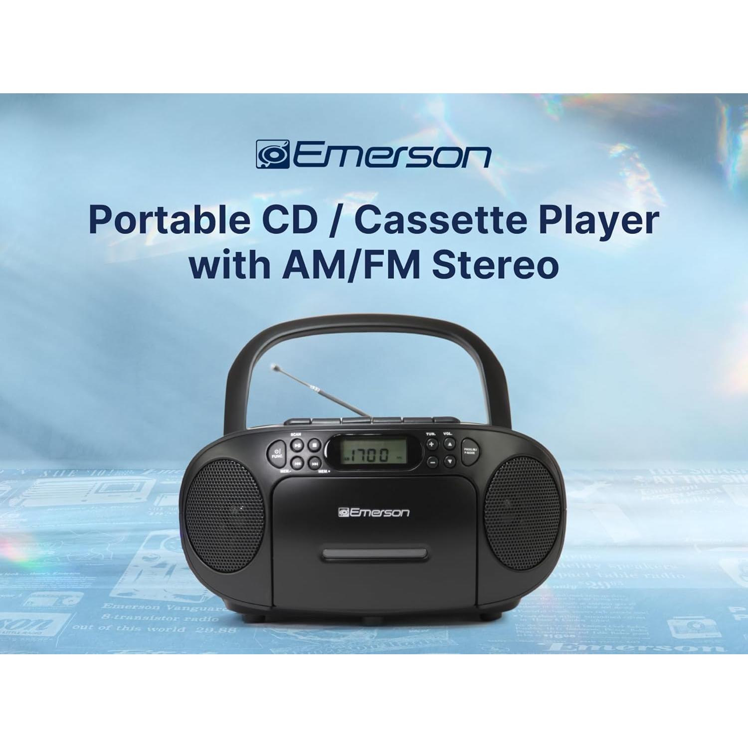 Reproductor de CD y Casete Portátil Emerson EPB-3003 Blanco