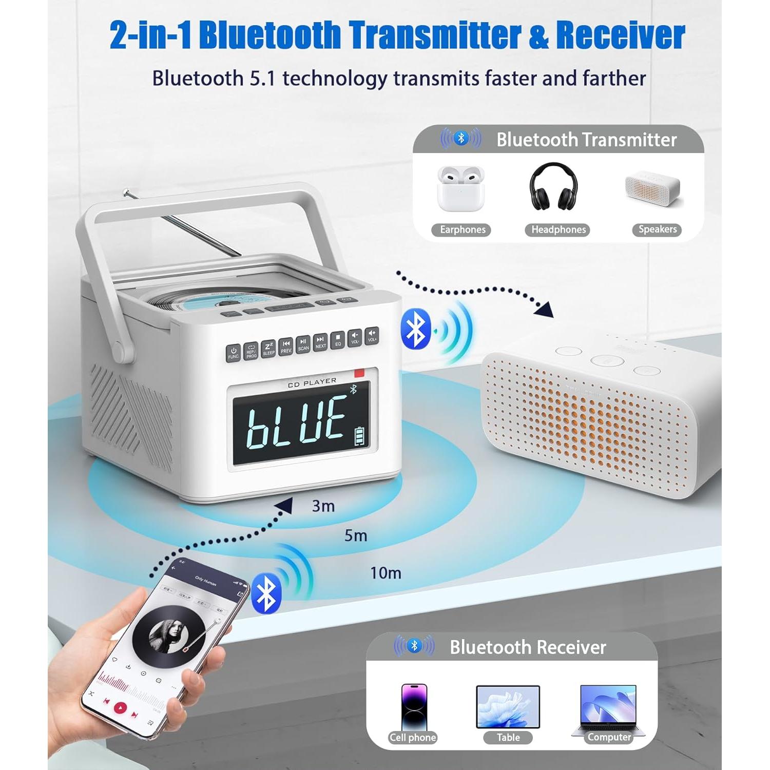 Reproductor de CD Reloj Despertador Greadio GB-W17 Bluetooth