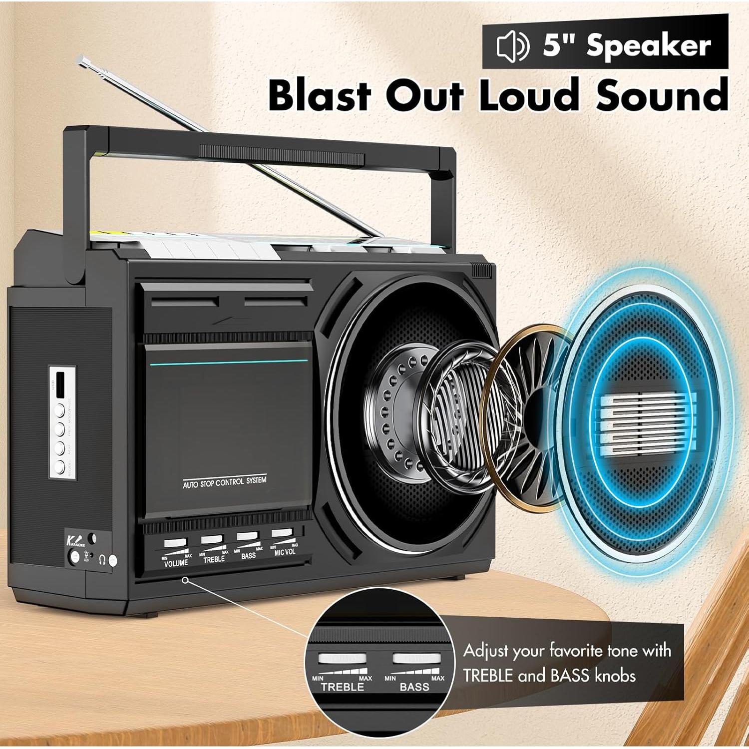 Reproductor de Cassettes Bluetooth Kuephom T1USB - Boombox Retro