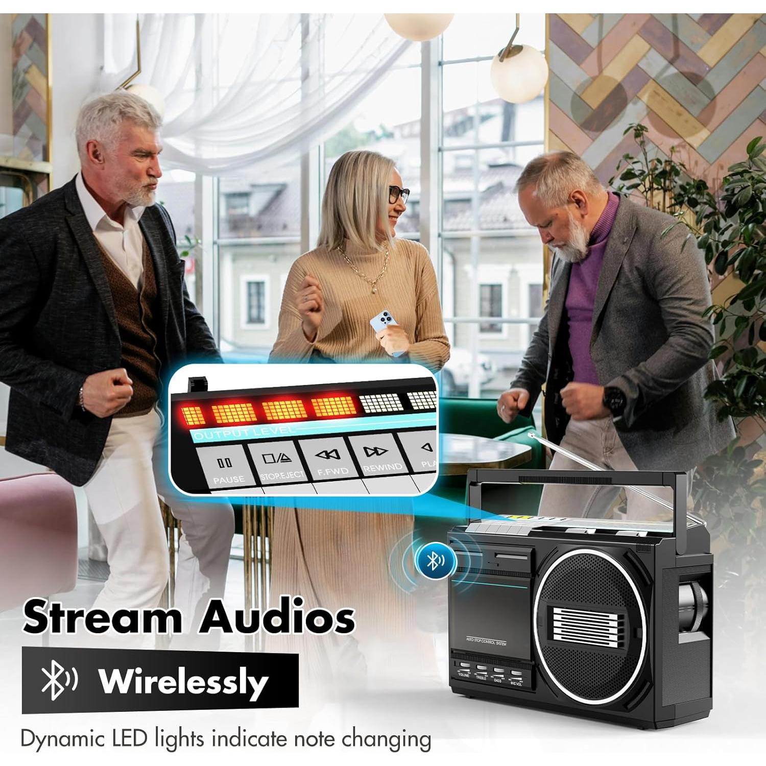 Reproductor de Cassettes Bluetooth Kuephom T1USB - Boombox Retro