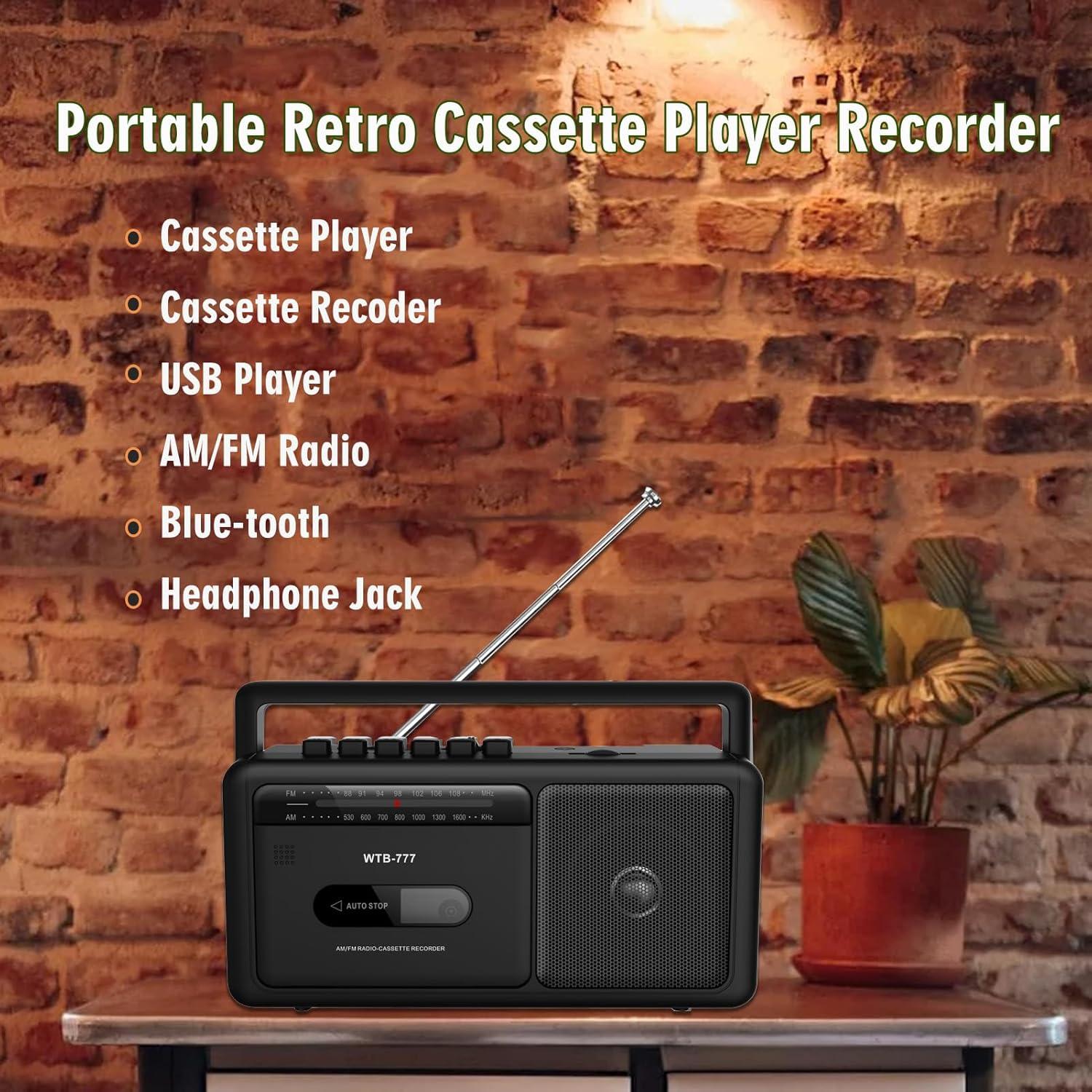 Reproductor de Casete Portátil Boombox WIITHINK Bluetooth USB