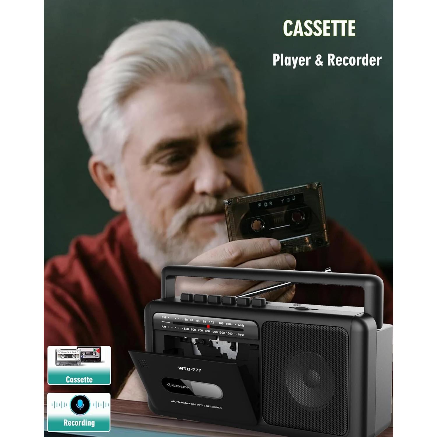 Reproductor de Casete Portátil Boombox WIITHINK Bluetooth USB