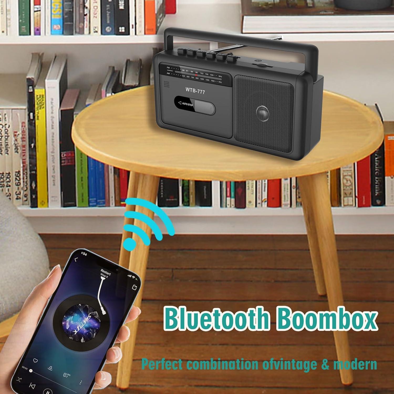Reproductor de Casete Portátil Boombox WIITHINK Bluetooth USB