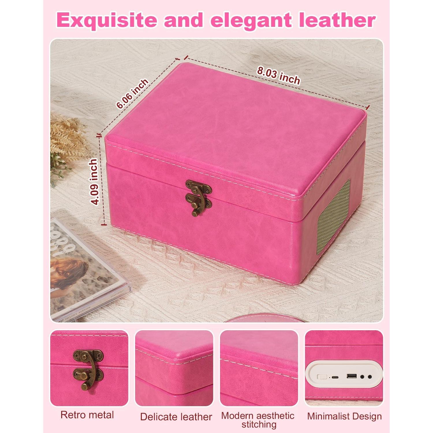 Reproductor de CD portátil TANLANIN rosa con Bluetooth y altavoces