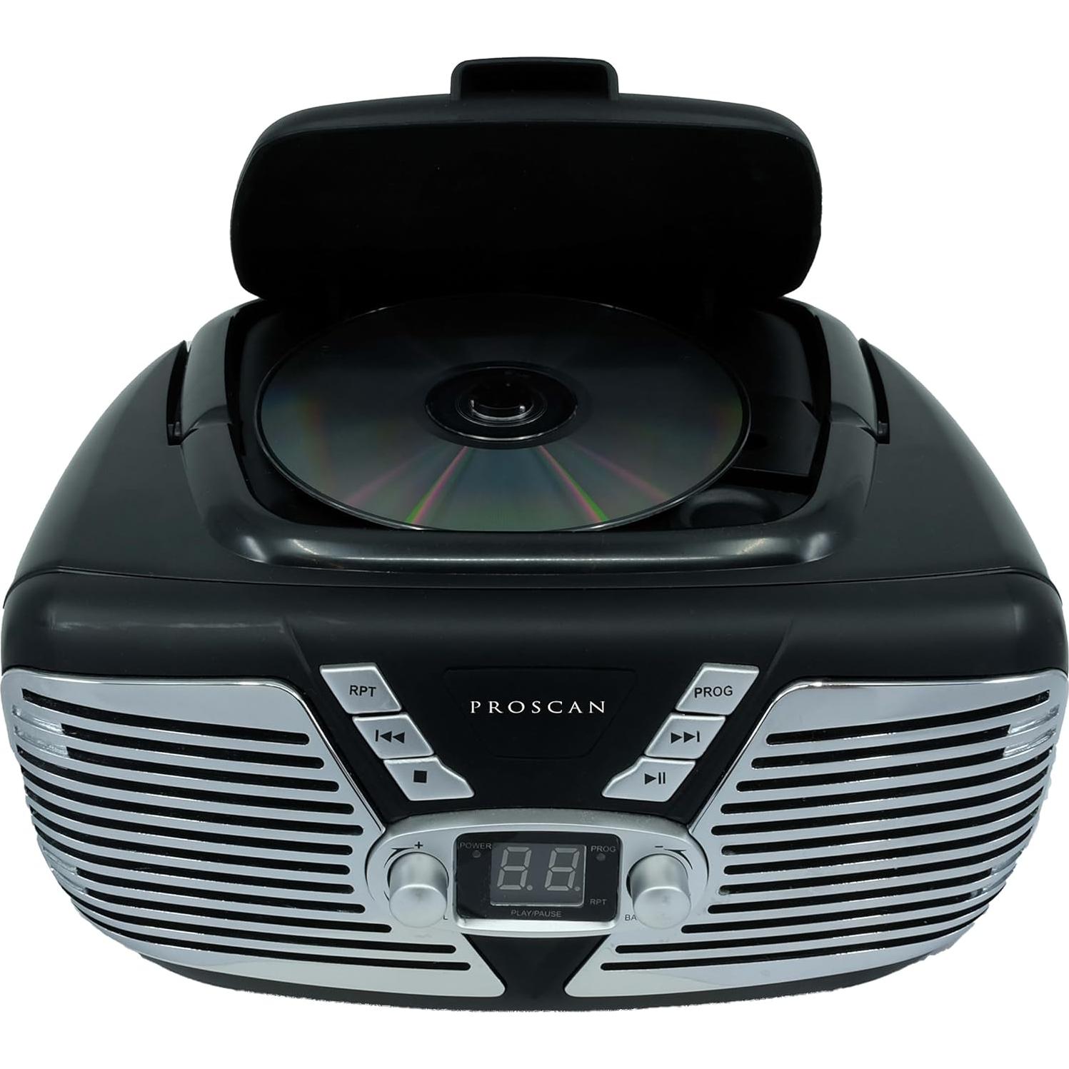 Boombox portátil SYLVANIA SRCD211 Negro con reproductor de CD