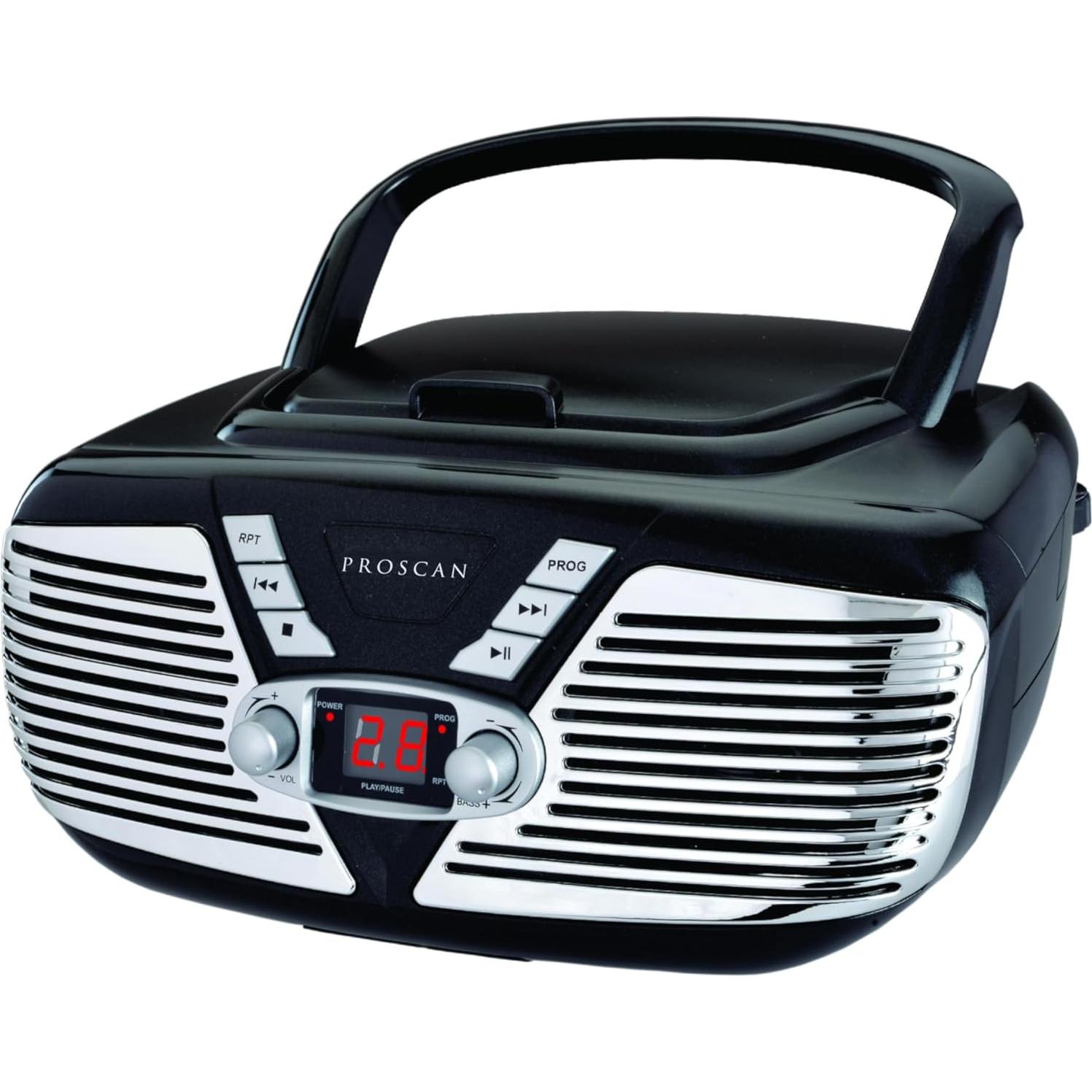 Boombox portátil SYLVANIA SRCD211 Negro con reproductor de CD