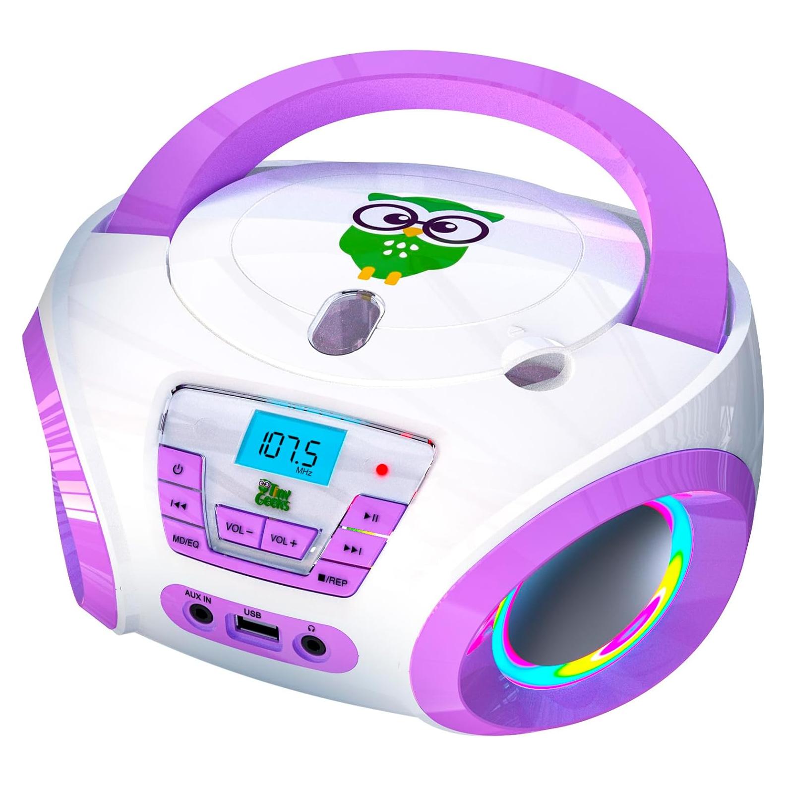 Reproductor de CD Boombox para Niños TINY GEEKS Tunes - Púrpura