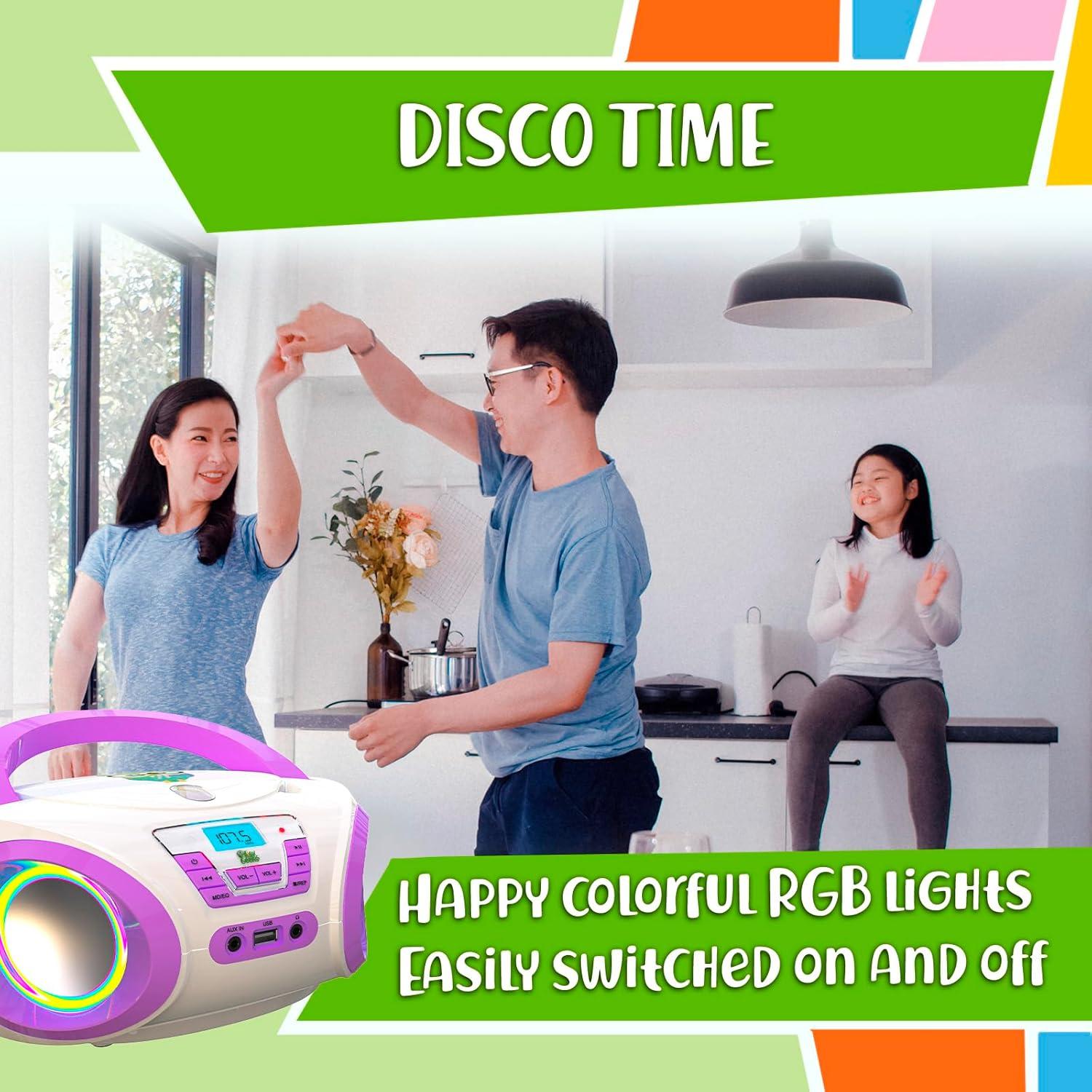 Reproductor de CD Boombox para Niños TINY GEEKS Tunes - Púrpura