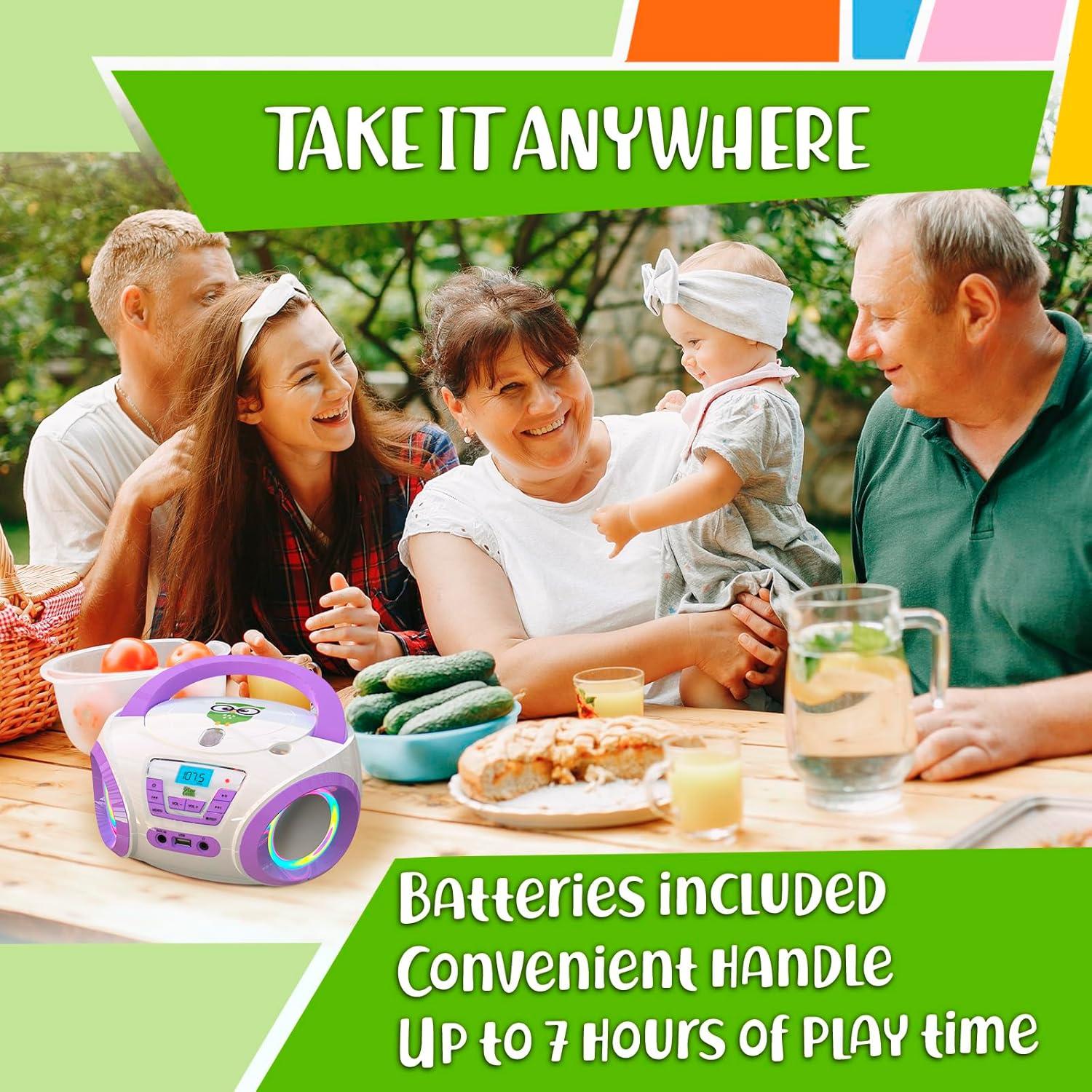 Reproductor de CD Boombox para Niños TINY GEEKS Tunes - Púrpura