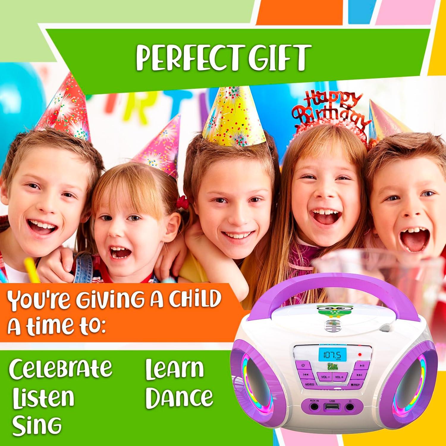 Reproductor de CD Boombox para Niños TINY GEEKS Tunes - Púrpura