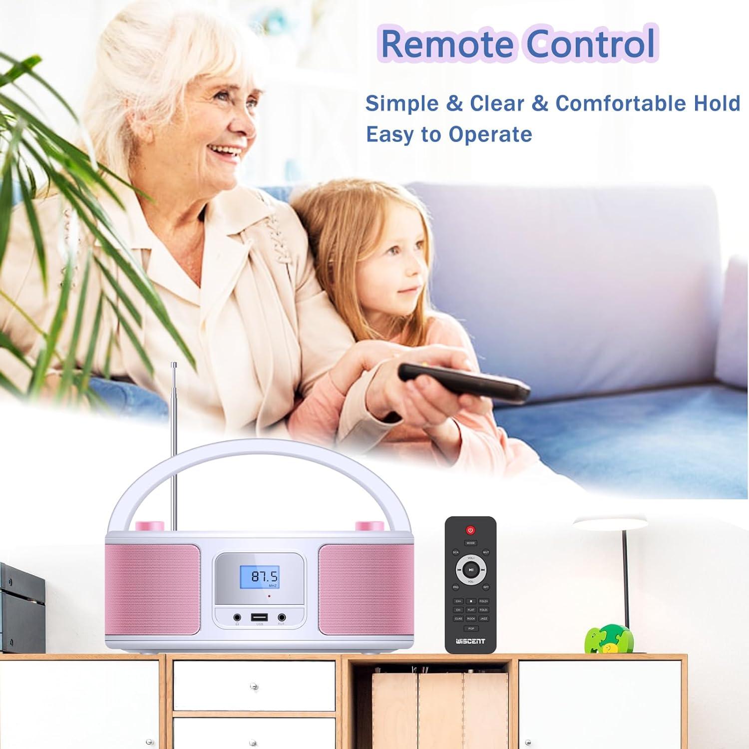 Reproductor de CD portátil Boombox WIITHINK WTB-791 rosa y blanco