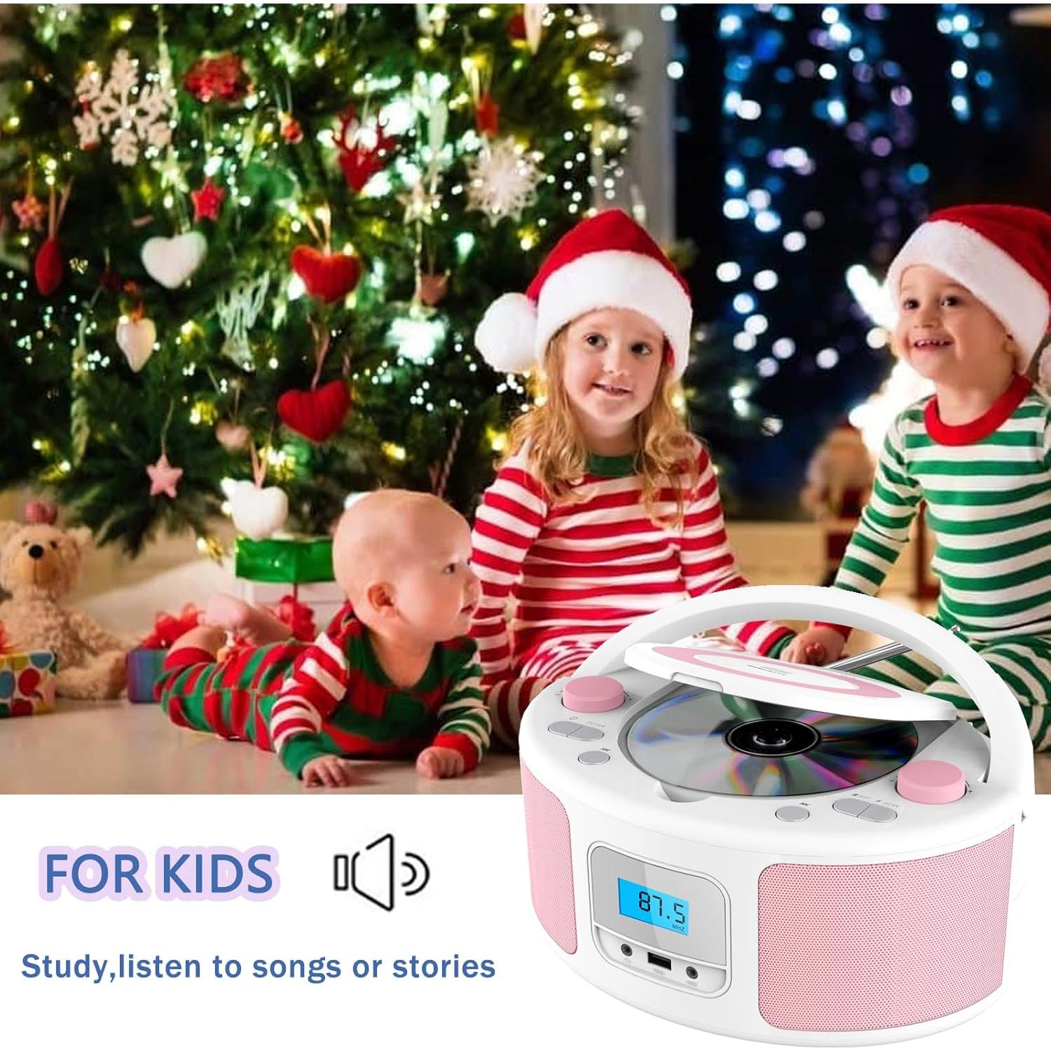 Reproductor de CD portátil Boombox WIITHINK WTB-791 rosa y blanco