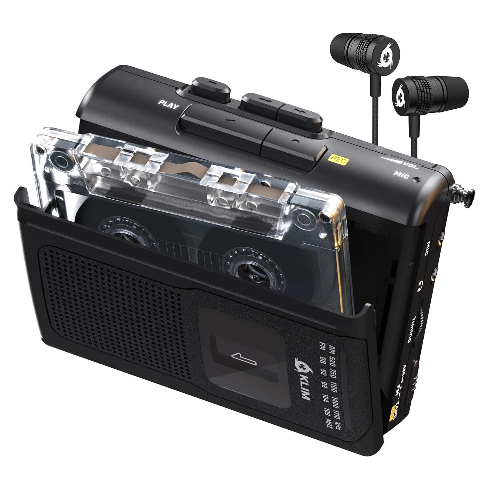 Reproductor de Cinta KLIM K8 Portátil con Radio AM/FM - Negro