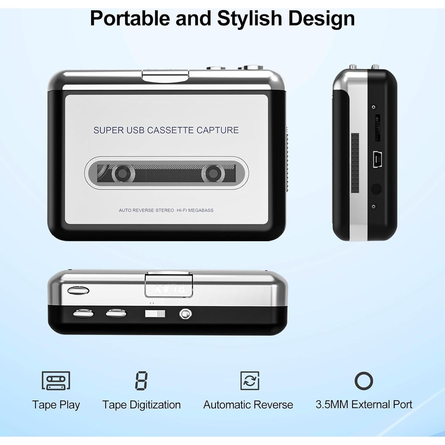 Reproductor de Cinta Mersoco BR602, Convierte a MP3, Portátil