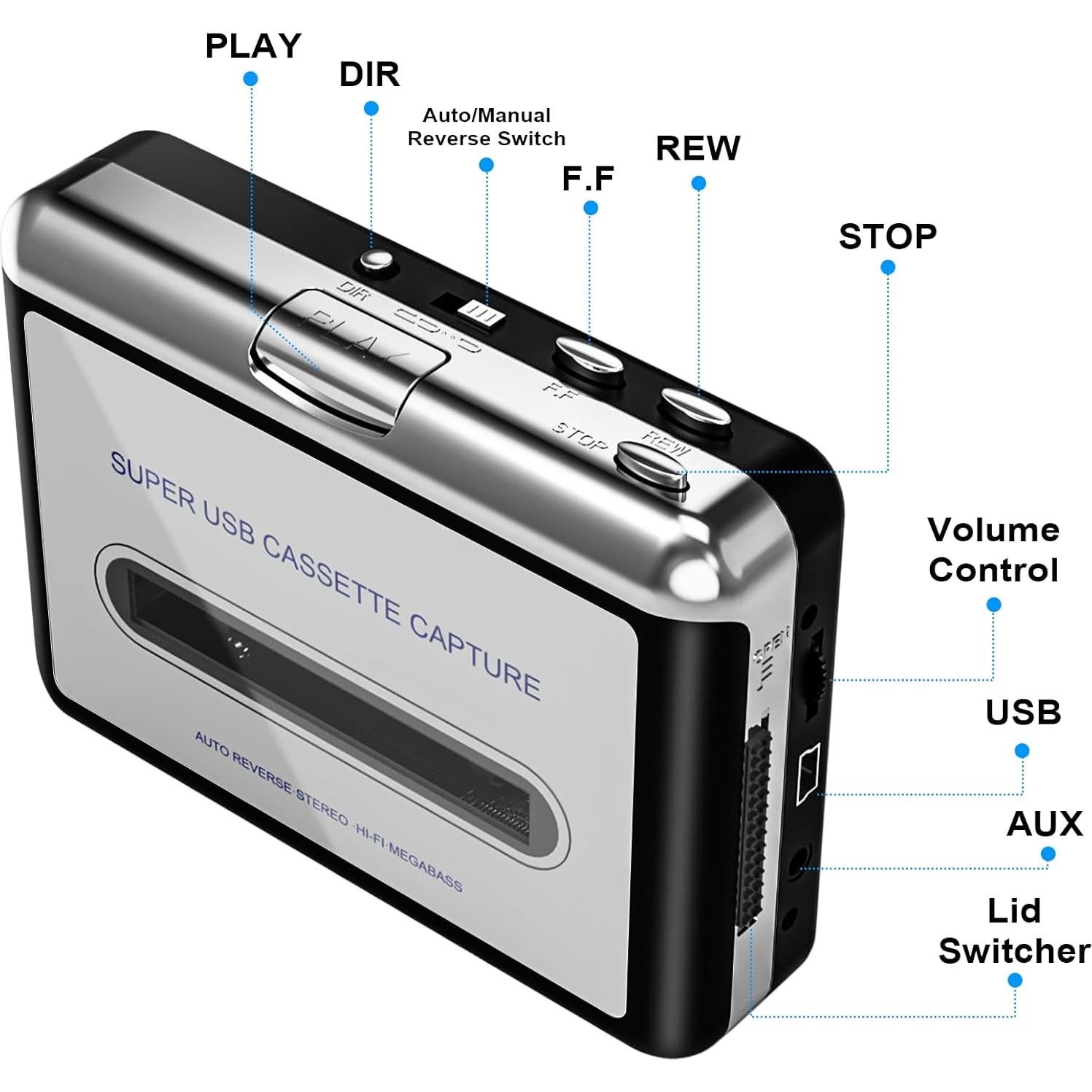 Reproductor de Cinta Mersoco BR602, Convierte a MP3, Portátil