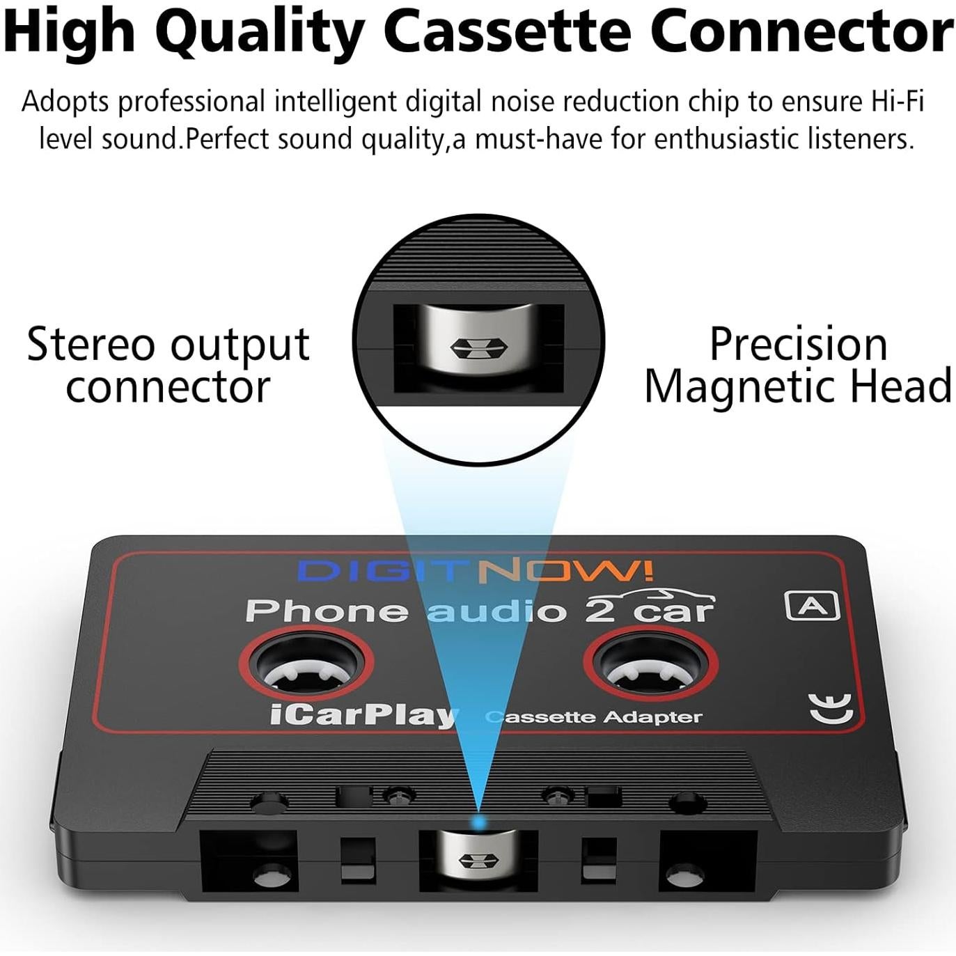 Adaptador de Cassette a Aux DIGITNOW 1.1m para Coche