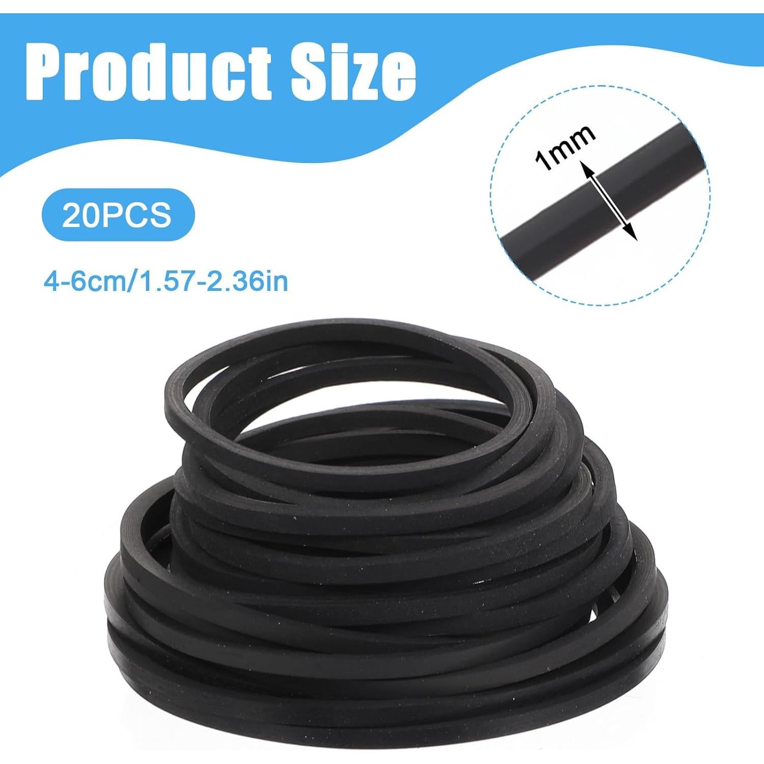 20 Correas de Reemplazo para Tocadiscos Classicseali 40-65mm