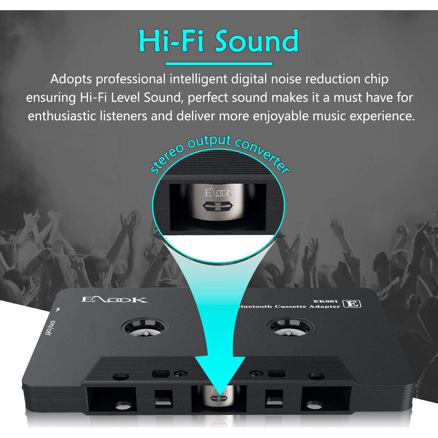 Receptor de Audio Bluetooth Elook para Coche - Adaptador de Casete