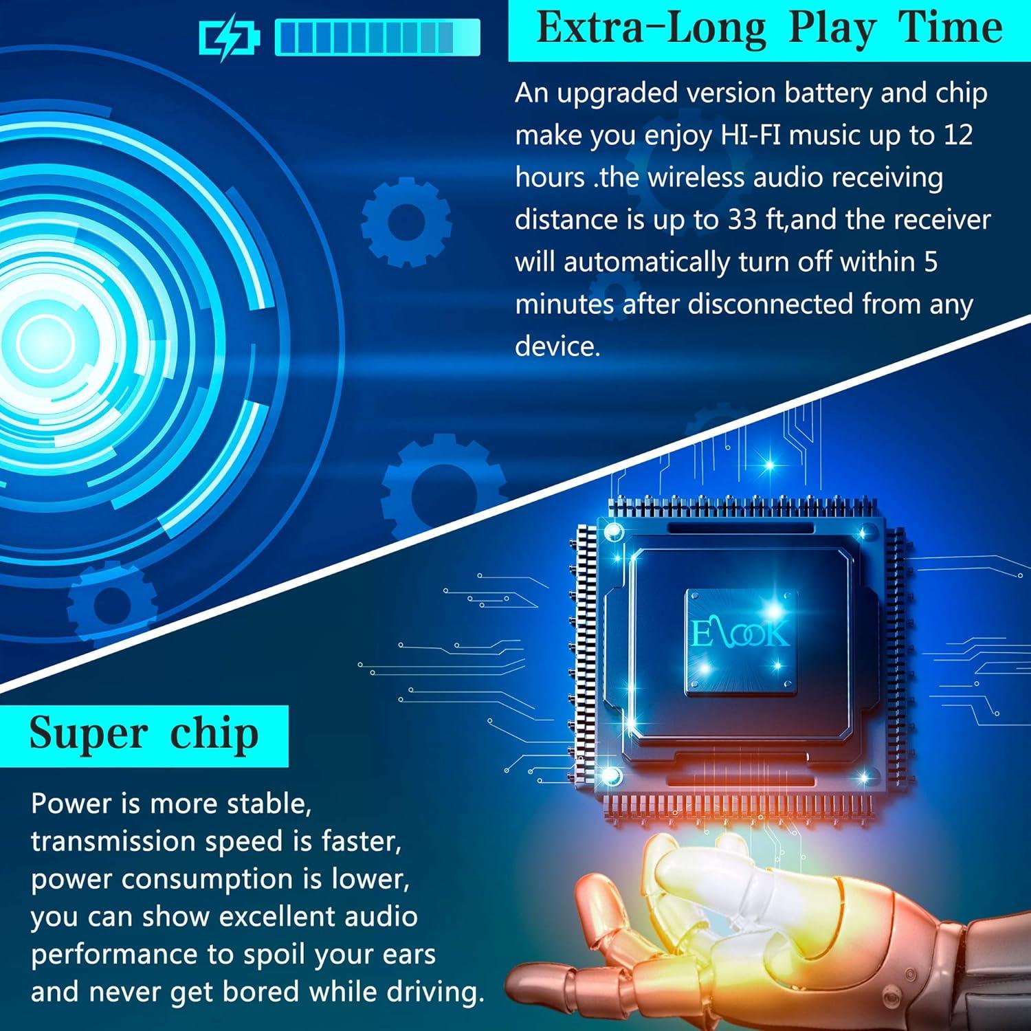 Receptor de Audio Bluetooth Elook para Coche - Adaptador de Casete