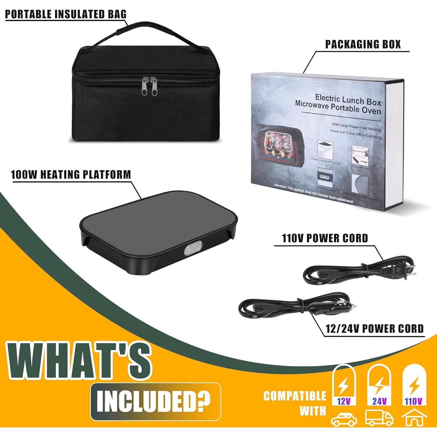 Horno Portátil Eléctrico Qrastlu 100W 2L para Coche y Oficina