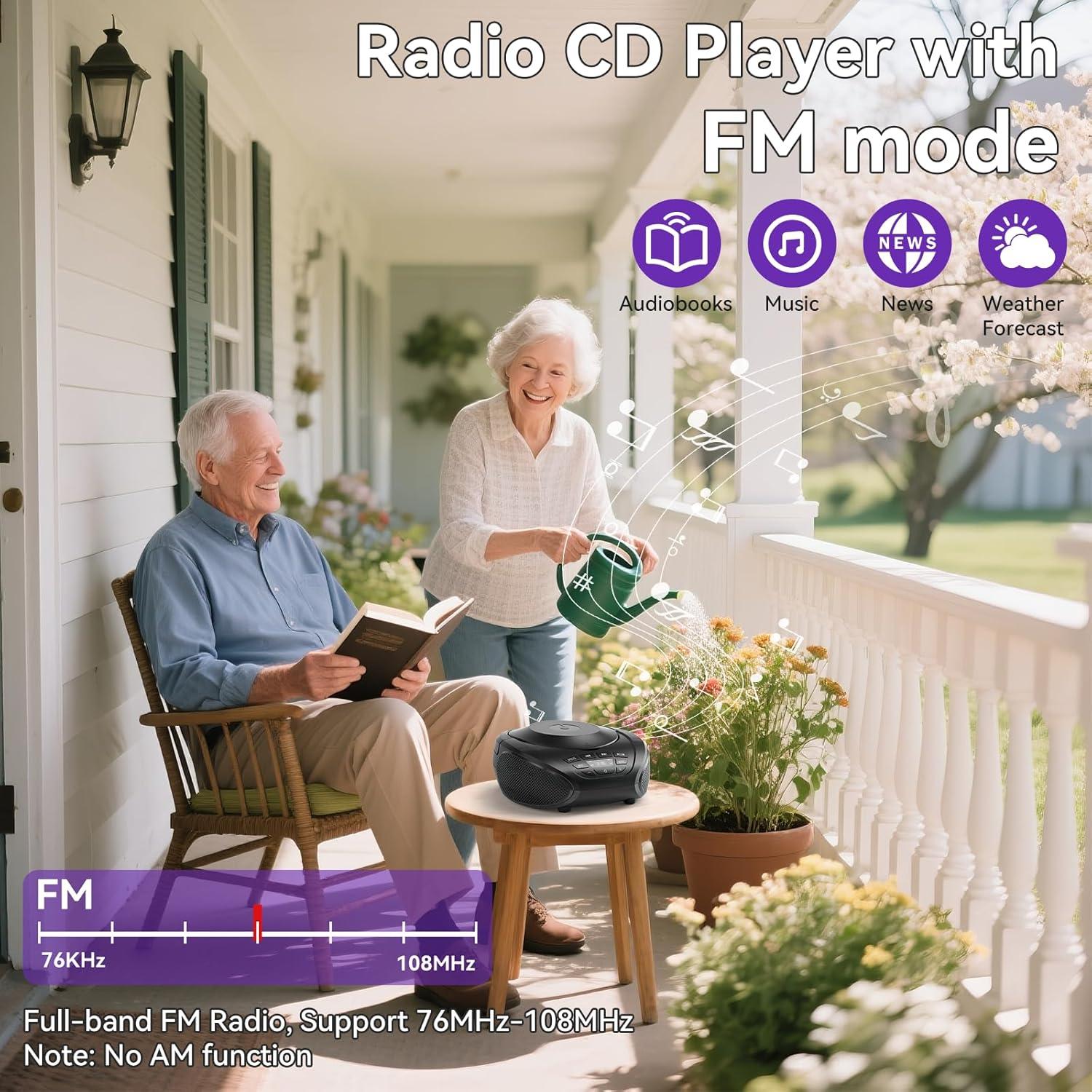 Reproductor de CD Portátil Gueray B-03 con Radio FM y AUX