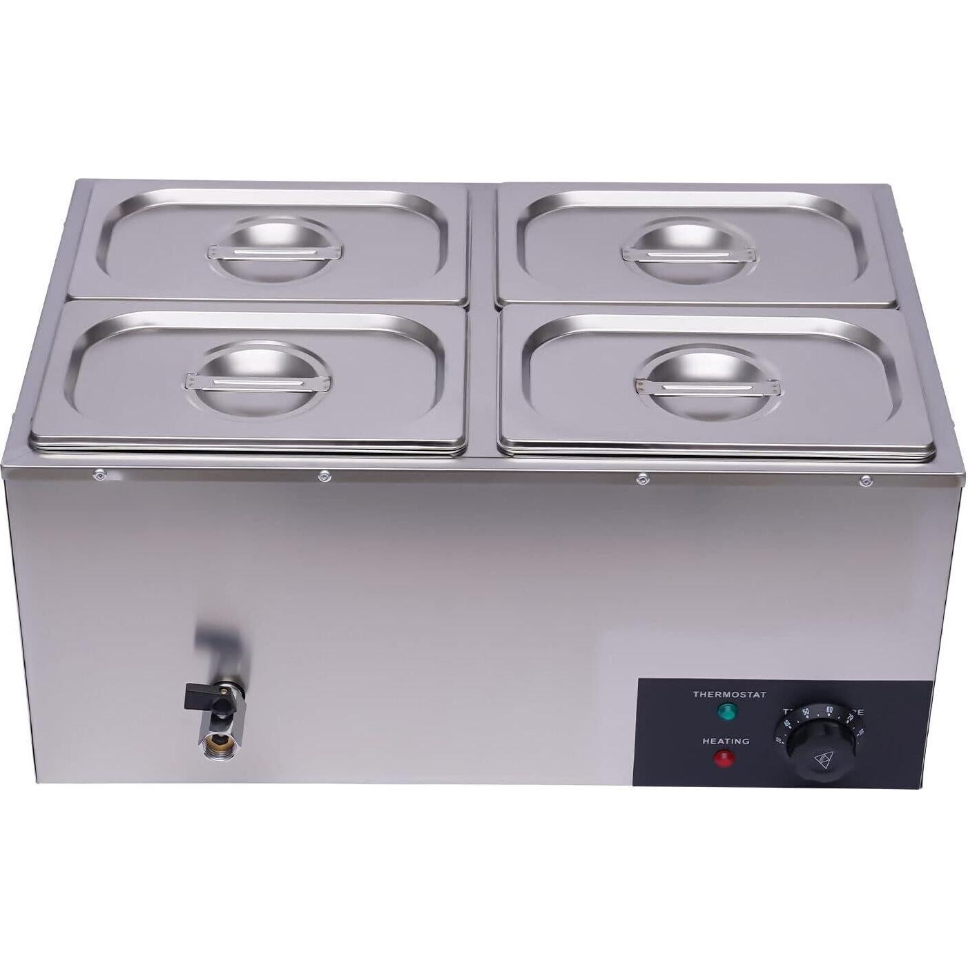 Calentador de Comida Eléctrico VONZOER 4 Sartenes 600W 16L