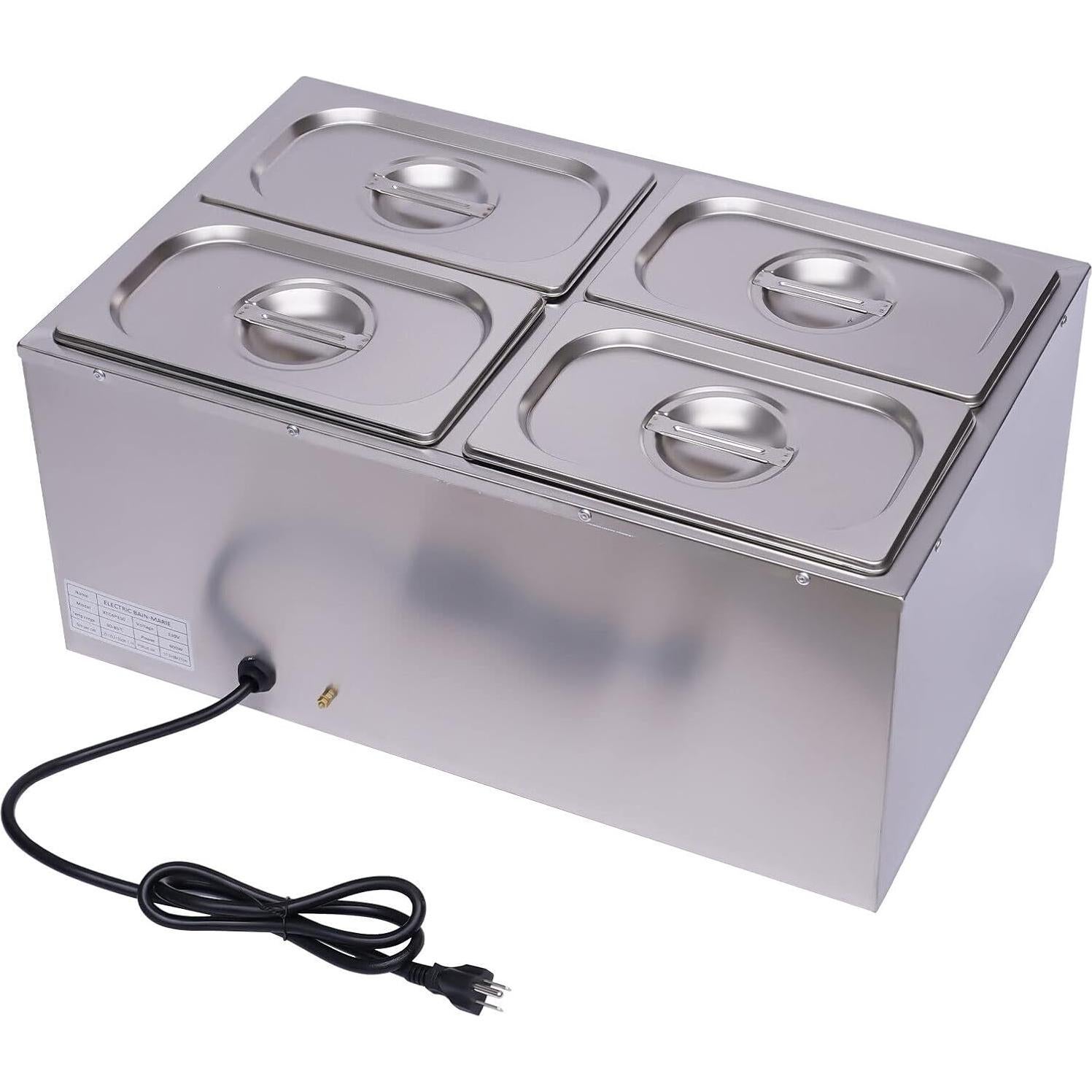 Calentador de Comida Eléctrico VONZOER 4 Sartenes 600W 16L