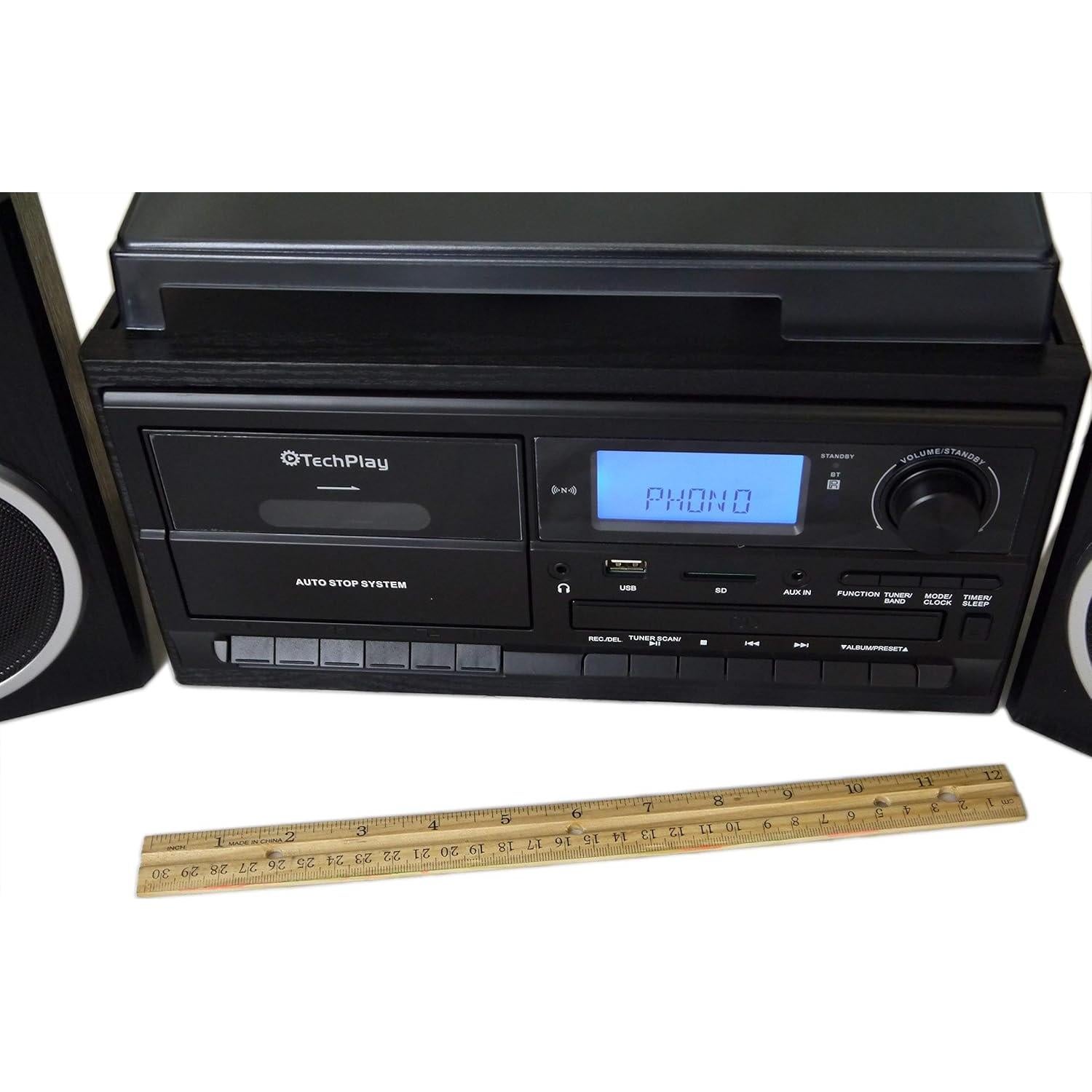 Tocadiscos TechPlay ODC128BT 3 Velocidades Bluetooth Madera