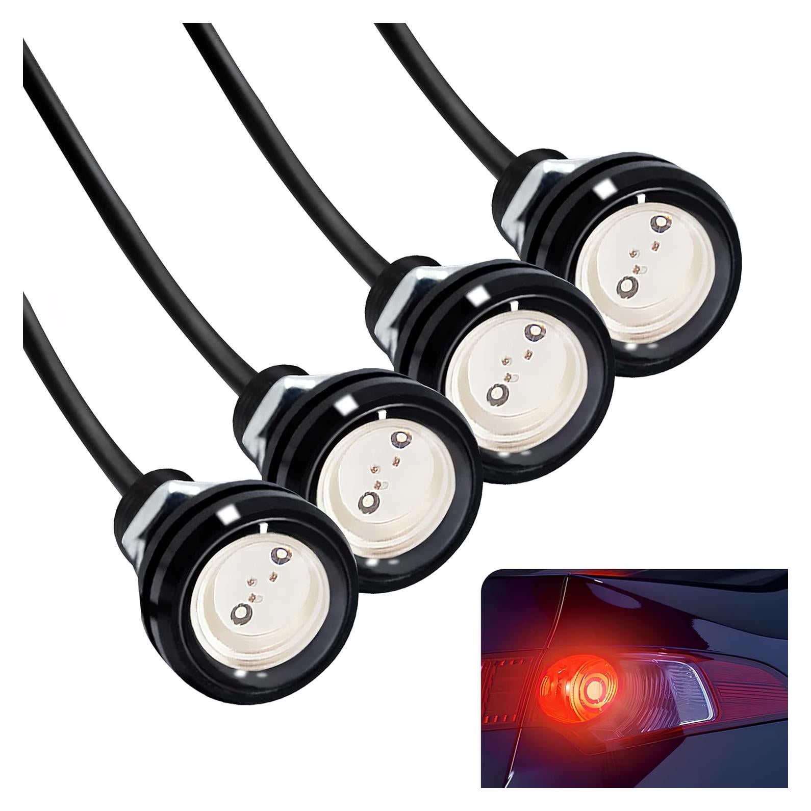 4 Piezas Luz Ojo de Águila LED JRQLOV 23mm Rojo 2.5W DC12V