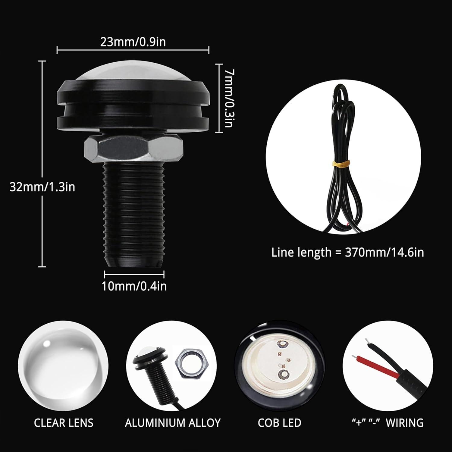 4 Piezas Luz Ojo de Águila LED JRQLOV 23mm Rojo 2.5W DC12V